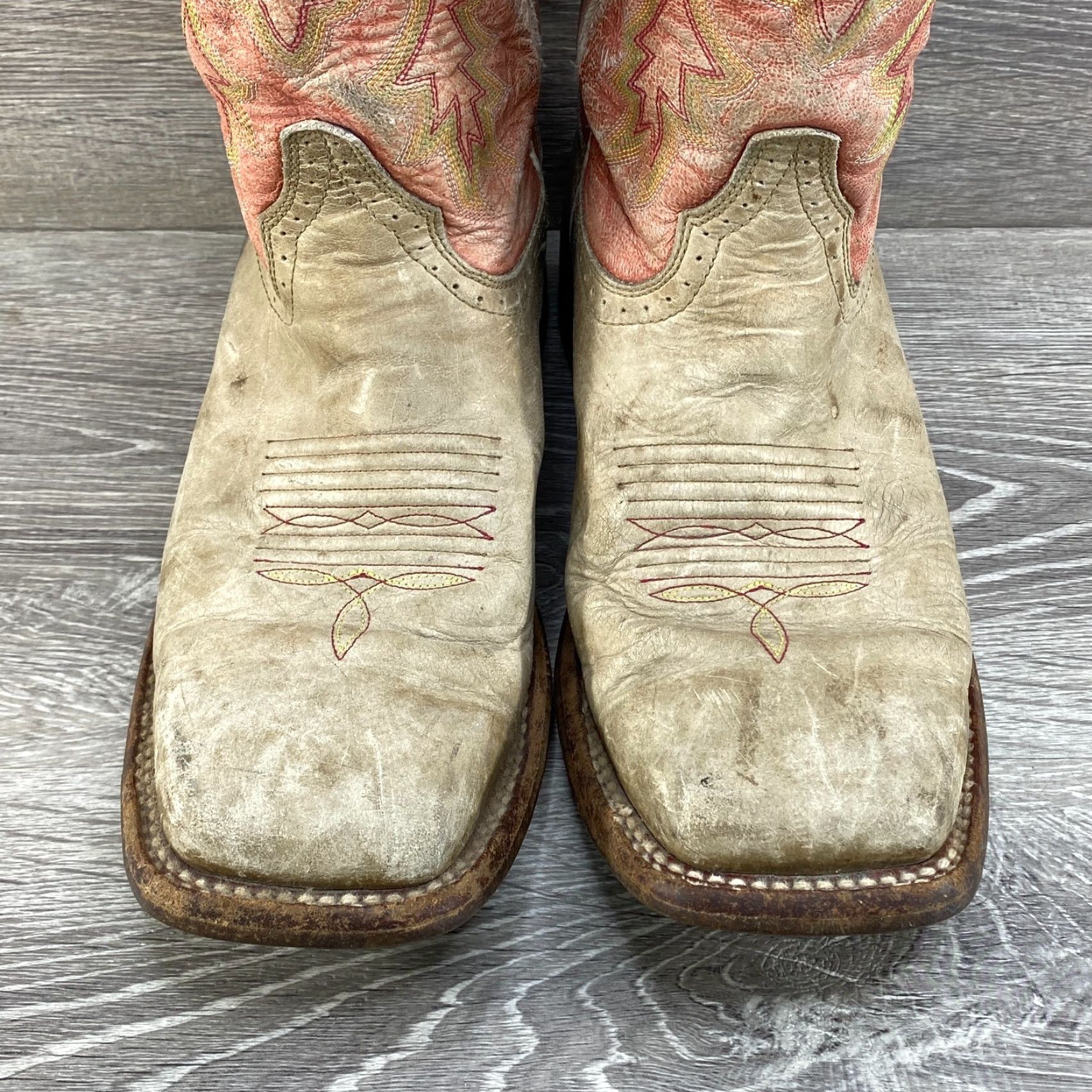 Ariat Ariat Womens 8.5 Boots Tan Pink Leather Square Toe Cowboy Western UK 6 Size US 6 / IT 36 - 6 Thumbnail