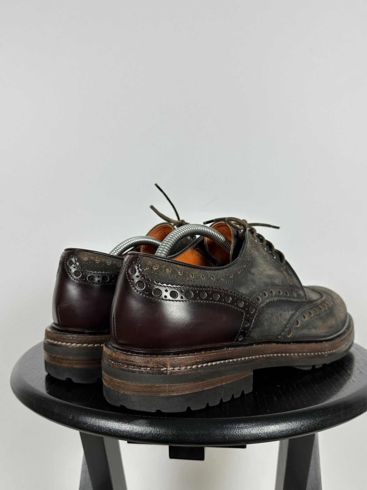 Santoni Santoni Wingtip Brogue Brown Suede Leather Shoes Size US 9.5 / EU 42-43 - 6 Thumbnail
