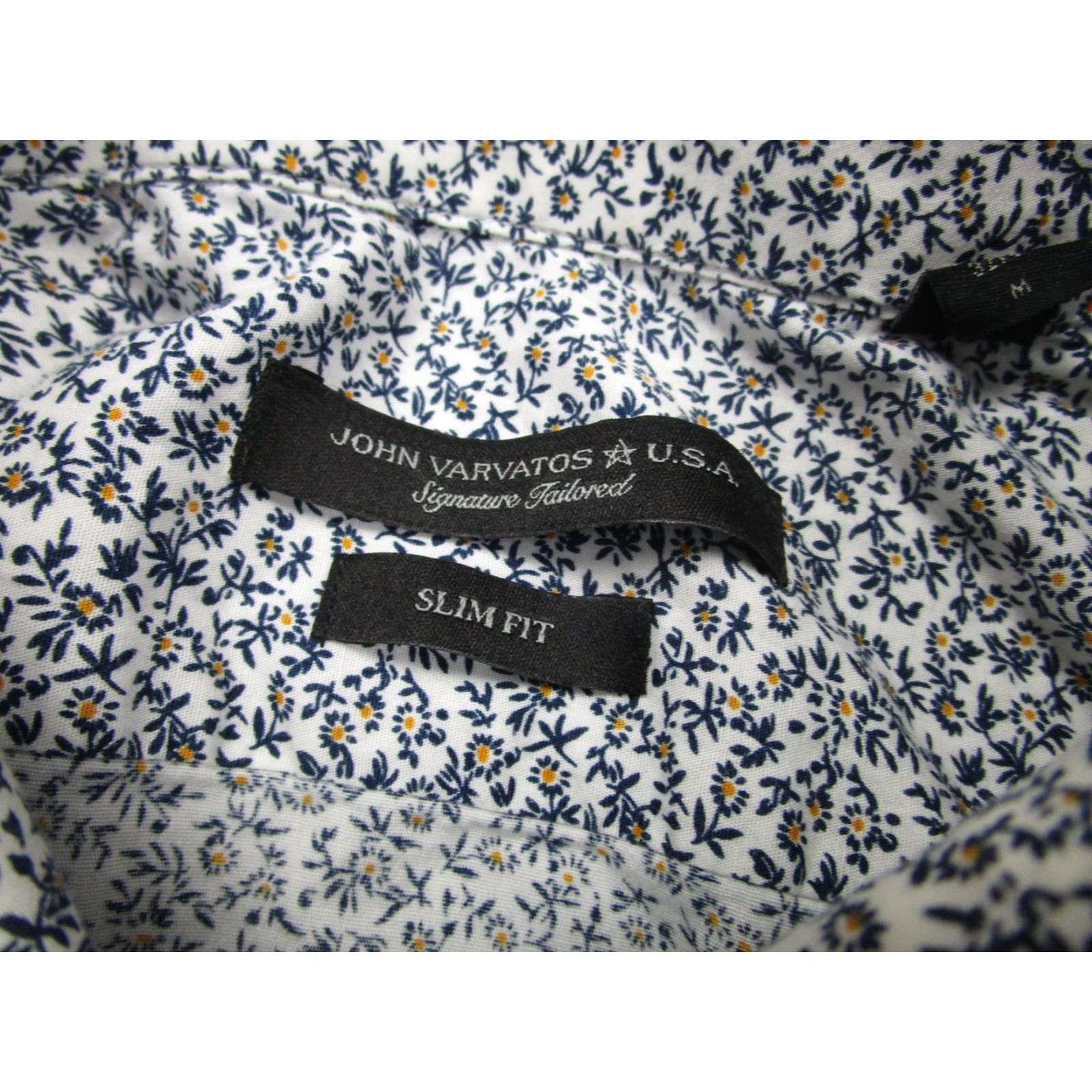 John Varvatos John Varvatos Shirt Mens 15.5 32/33 White Floral Slim Fit Stretch Dress M LS Size 40R - 7 Thumbnail