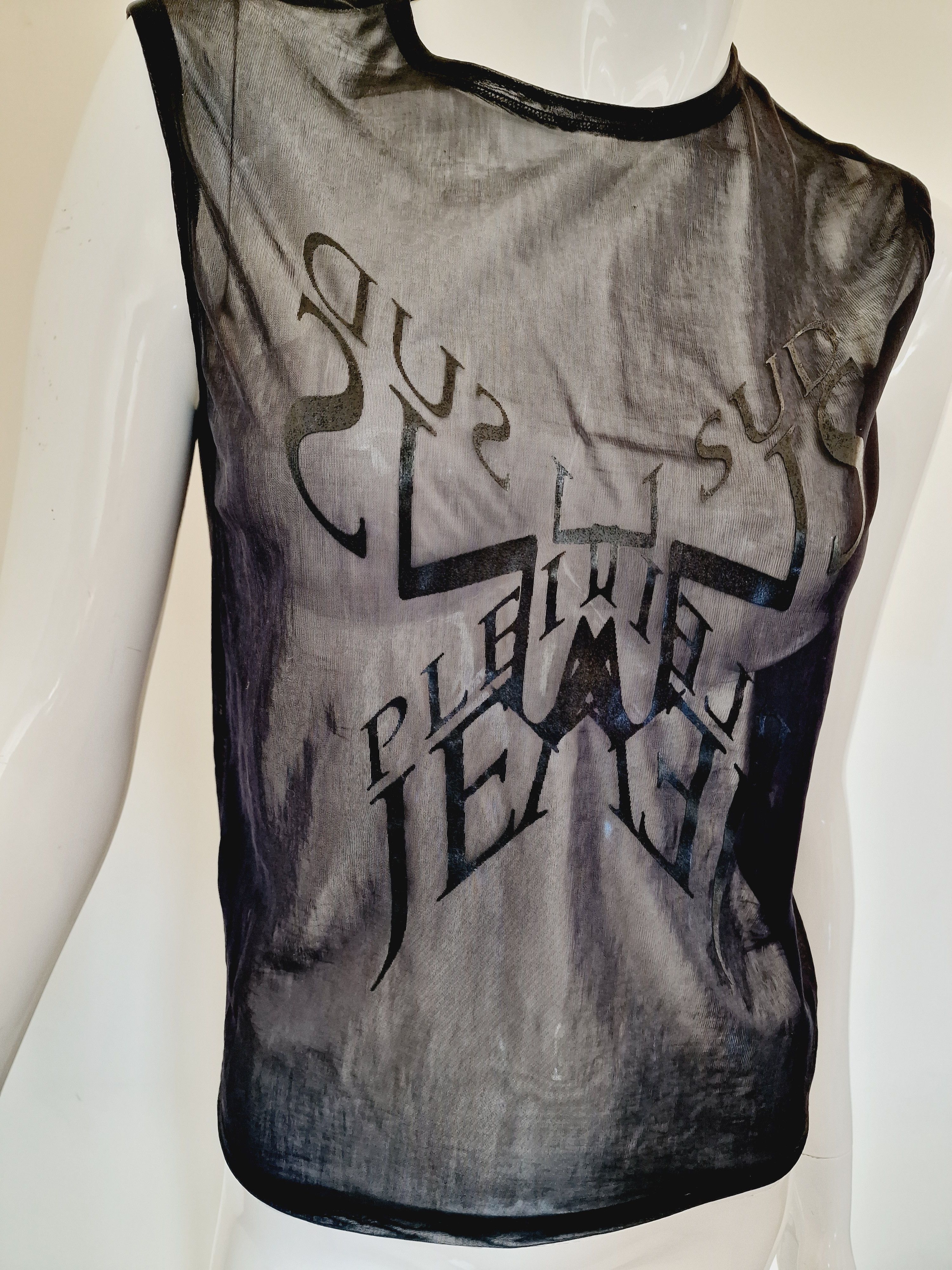 Other Plein Sud Transparent Logo Text Mesh Black Men Tank Top Size US M / EU 48-50 / 2 - 3 Thumbnail