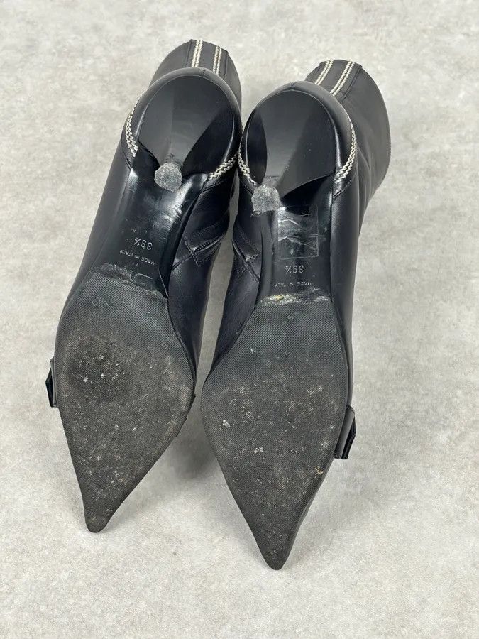 Dior FW2004 Dior Pointy D Black Leather Buckle Ankle Boots Heels by Galliano Size US 8.5 / IT 38.5 - 13 Thumbnail
