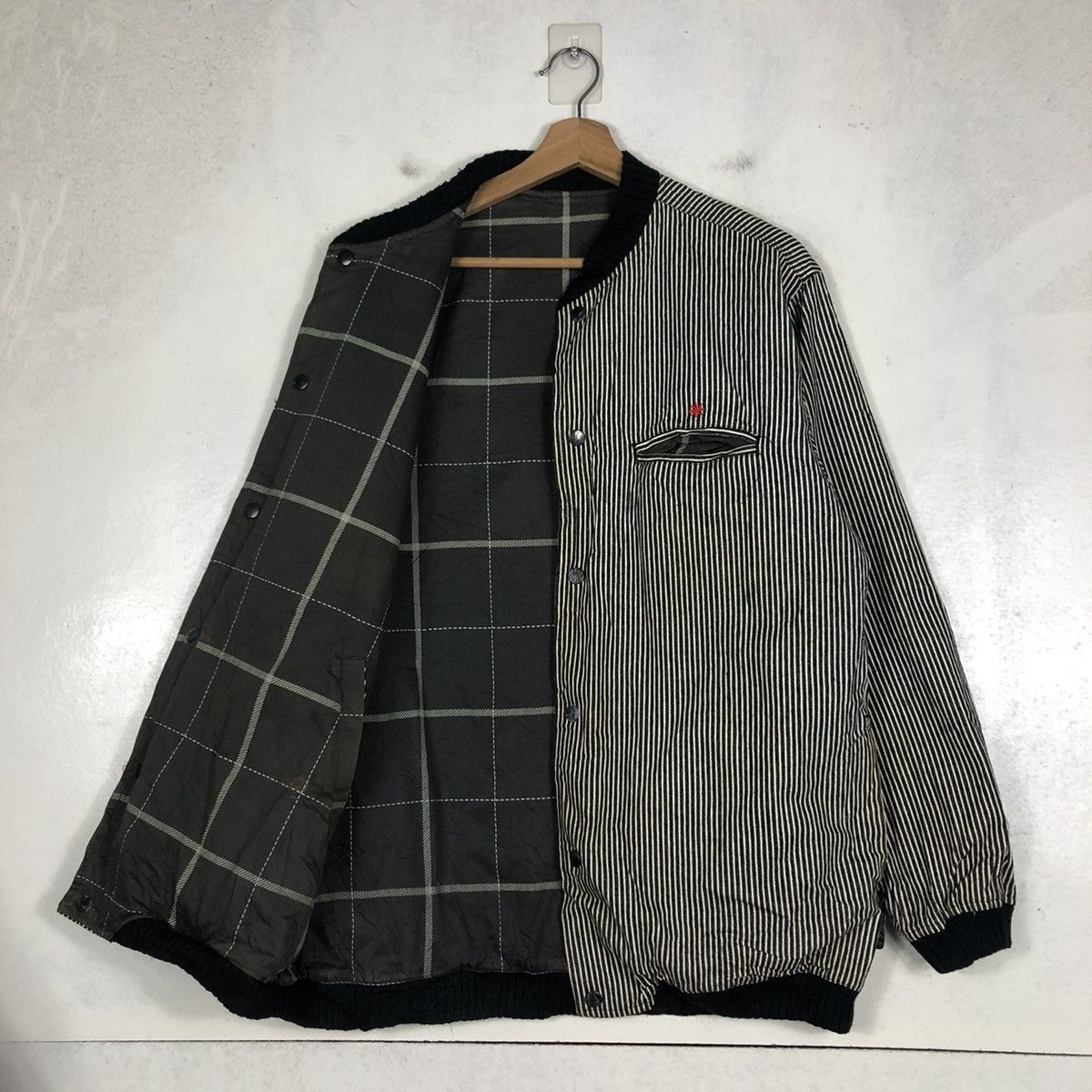 Japanese Brand × Vintage 📌VINTAGE BOMBER JACKET HICKORY OUT OF SIGHT ISSEY MIYAKE Size US M / EU 48-50 / 2 - 13 Thumbnail