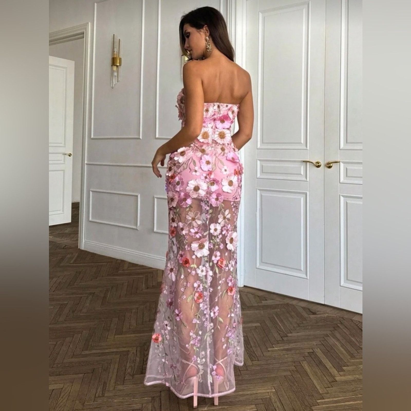 Other New Floral Strapless Pink Mermaid Dress size XS Size XS / US 0-2 / IT 36-38 - 2 Thumbnail