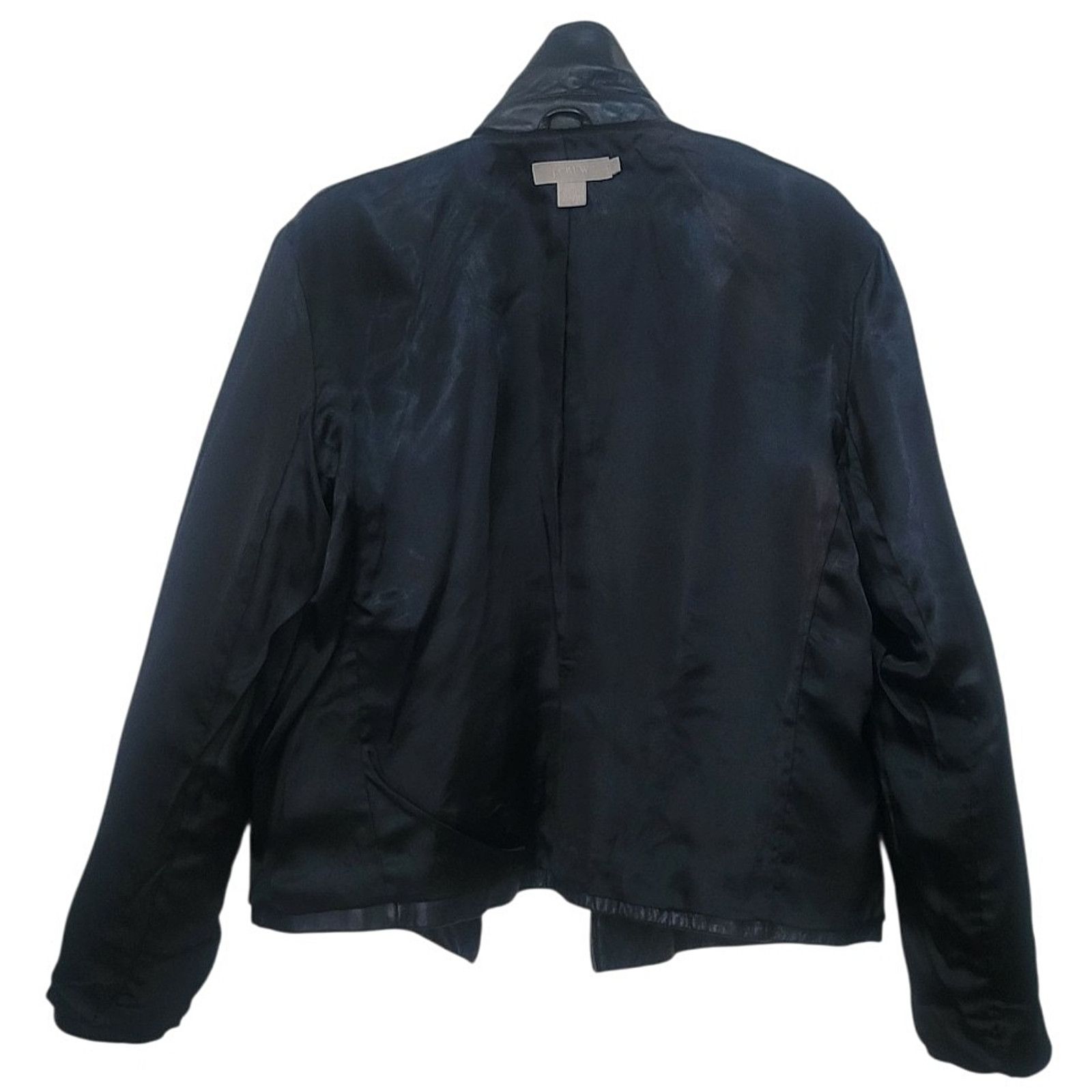 J.Crew J Crew Women Leather jacket black oil slick iridescent Sz L Size L / US 10 / IT 46 - 4 Thumbnail