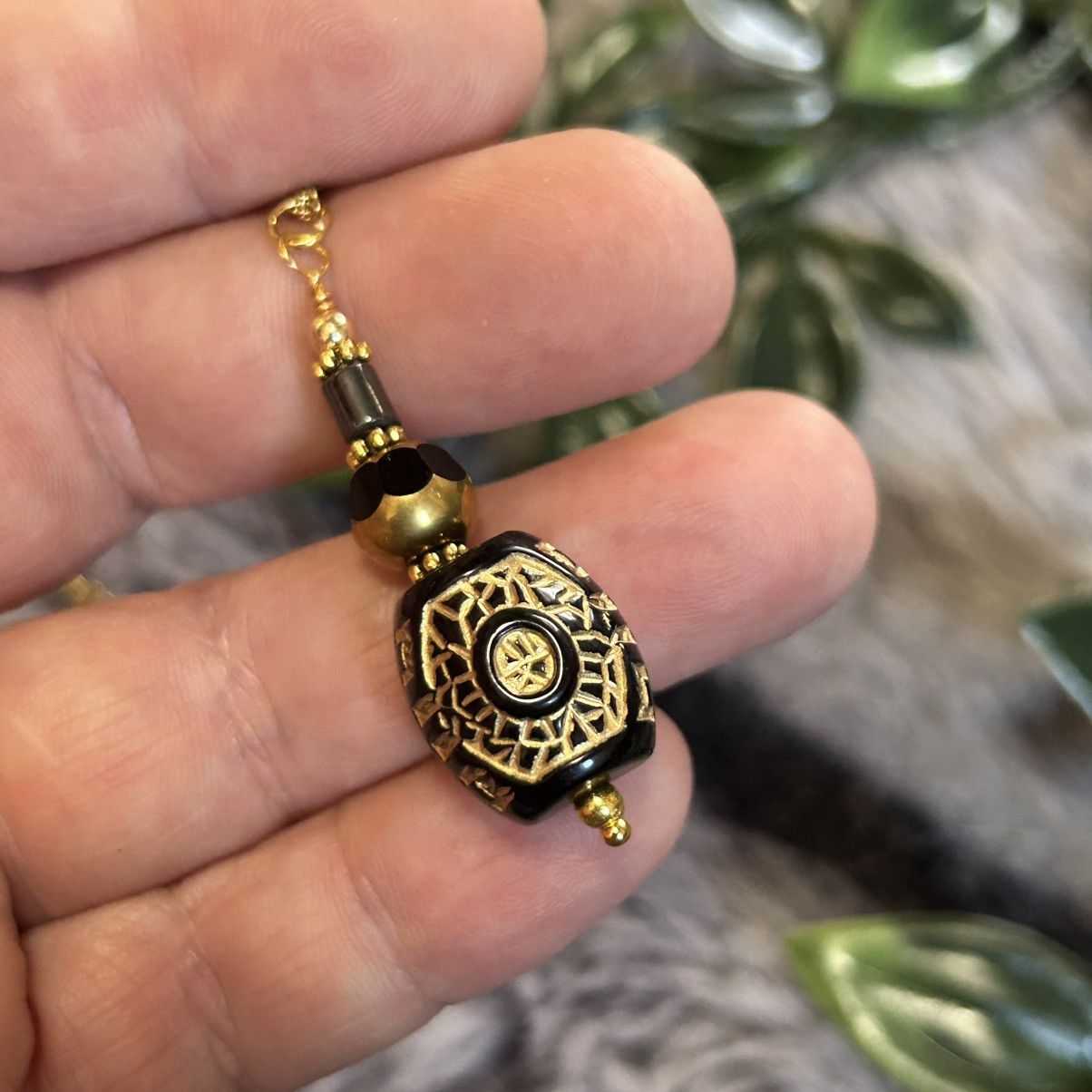 Handmade Handcrafted elegant glass beaded pendant on chain necklace Size ONE SIZE - 1 Thumbnail
