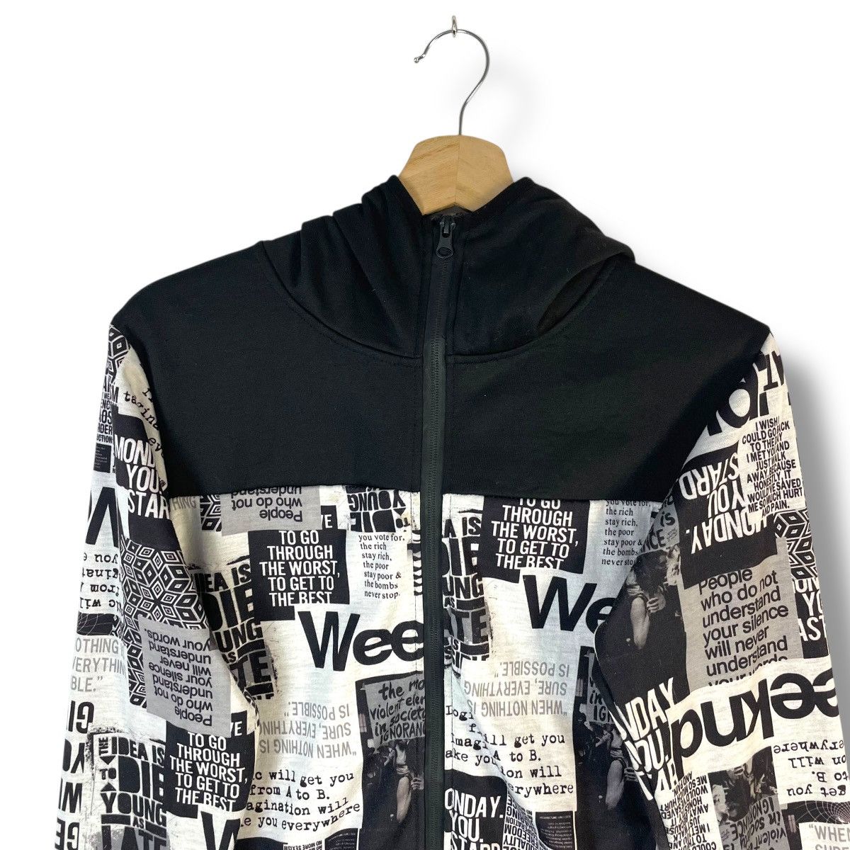20471120 SHISKY NEWSPAPER WORDING ANARCHY SEDITIONARIES PUNK JACKET Size US S / EU 44-46 / 1 - 9 Thumbnail