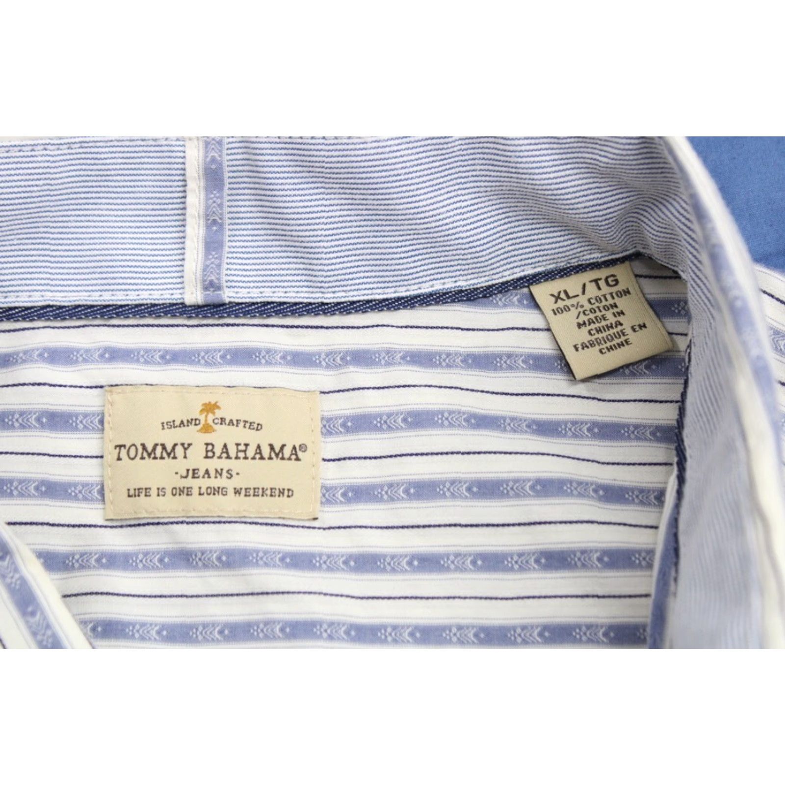 Tommy Bahama Tommy Bahama Shirt Men's XL Blue Stripe Flip Cuff Long Sleeve Hidden Button Down Size US XL / EU 56 / 4 - 7 Thumbnail