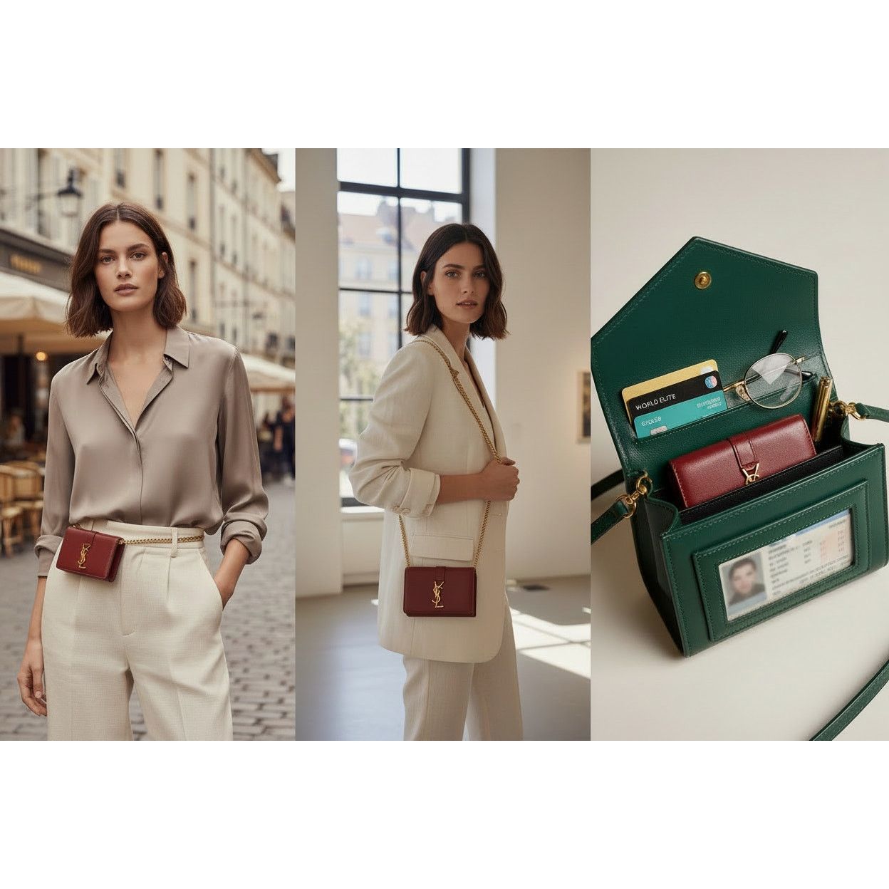 Yves Saint Laurent Saint Laurent Fold Pursee Tiny Compact Wallet YSL Bordeaux Size ONE SIZE - 2 Thumbnail