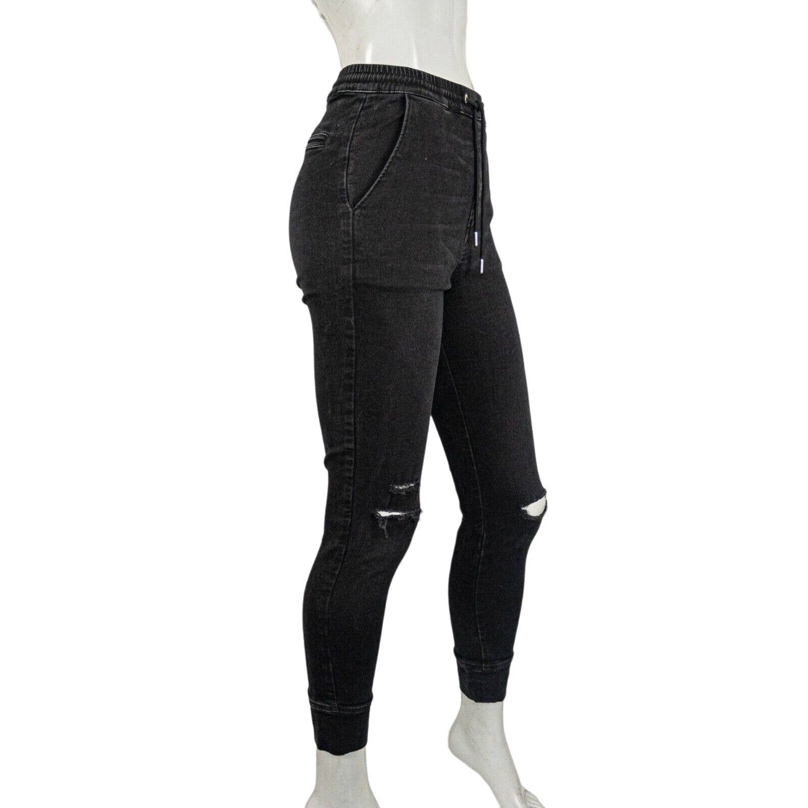 The Kooples The Kooples Black Jean Joggers ripped Distressed drawstring Size 24" / US 00 / IT 34 - 4 Thumbnail