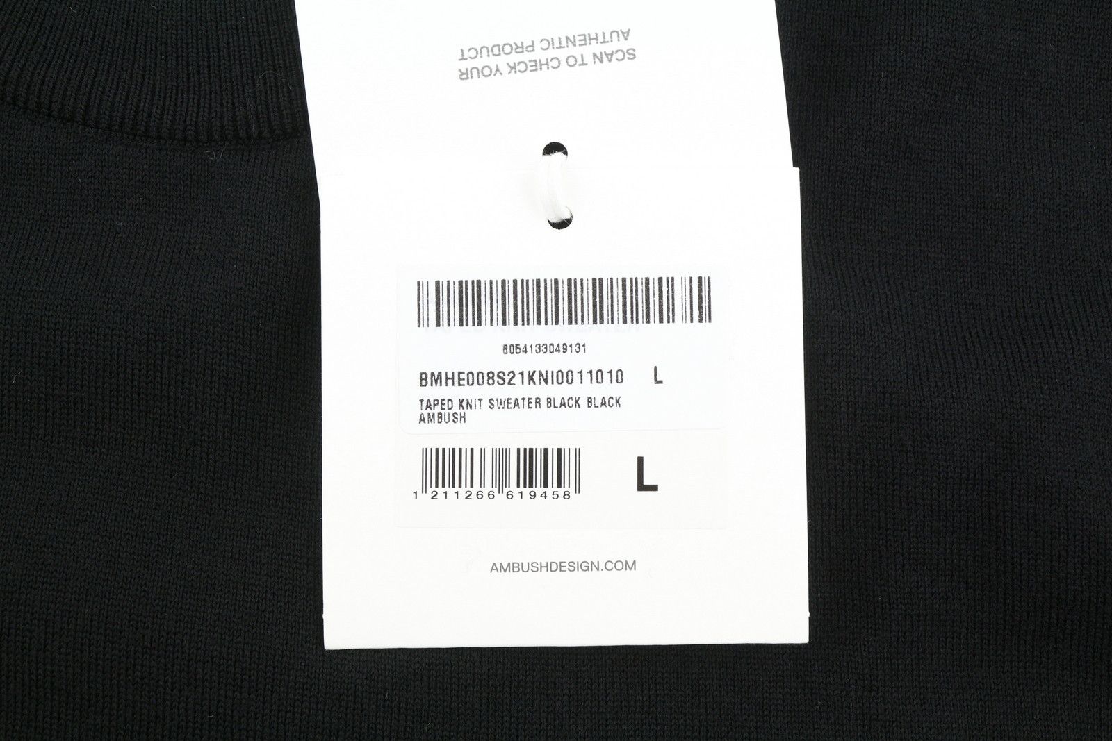 Ambush Design TAPED KNIT L Black Wool Blend Knit Crew Neck Pullover 87671 Size US L / EU 52-54 / 3 - 7 Thumbnail