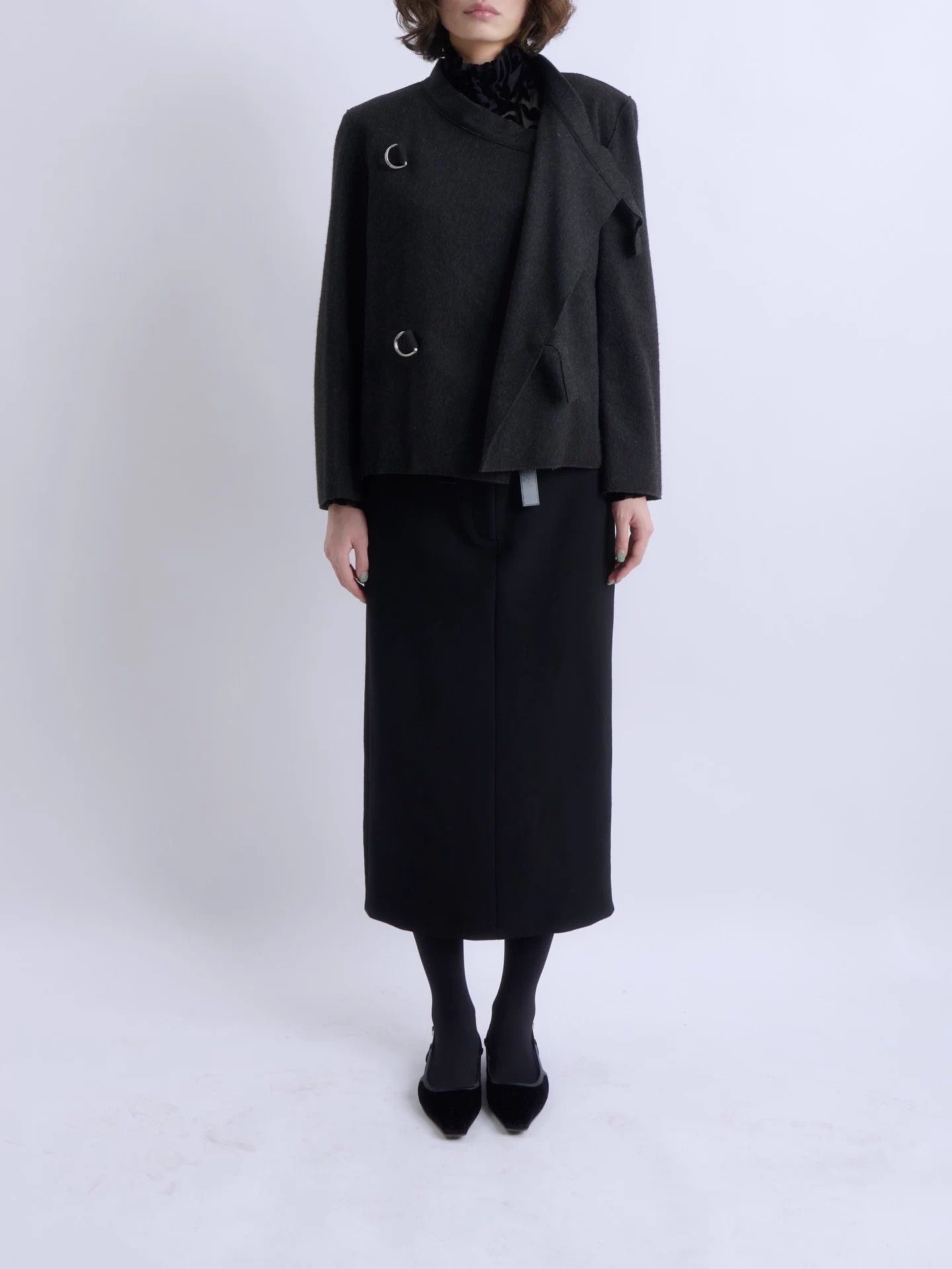 Jil Sander JIL SANDER 2000s German asymmetric wool short jacket Size XS / US 0-2 / IT 36-38 - 6 Thumbnail