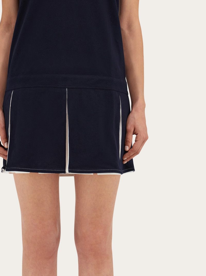 Salvatore Ferragamo o1s1rm0126 Cotton Polo Shirt Dress in Navy Blue Size L / US 10 / IT 46 - 5 Thumbnail