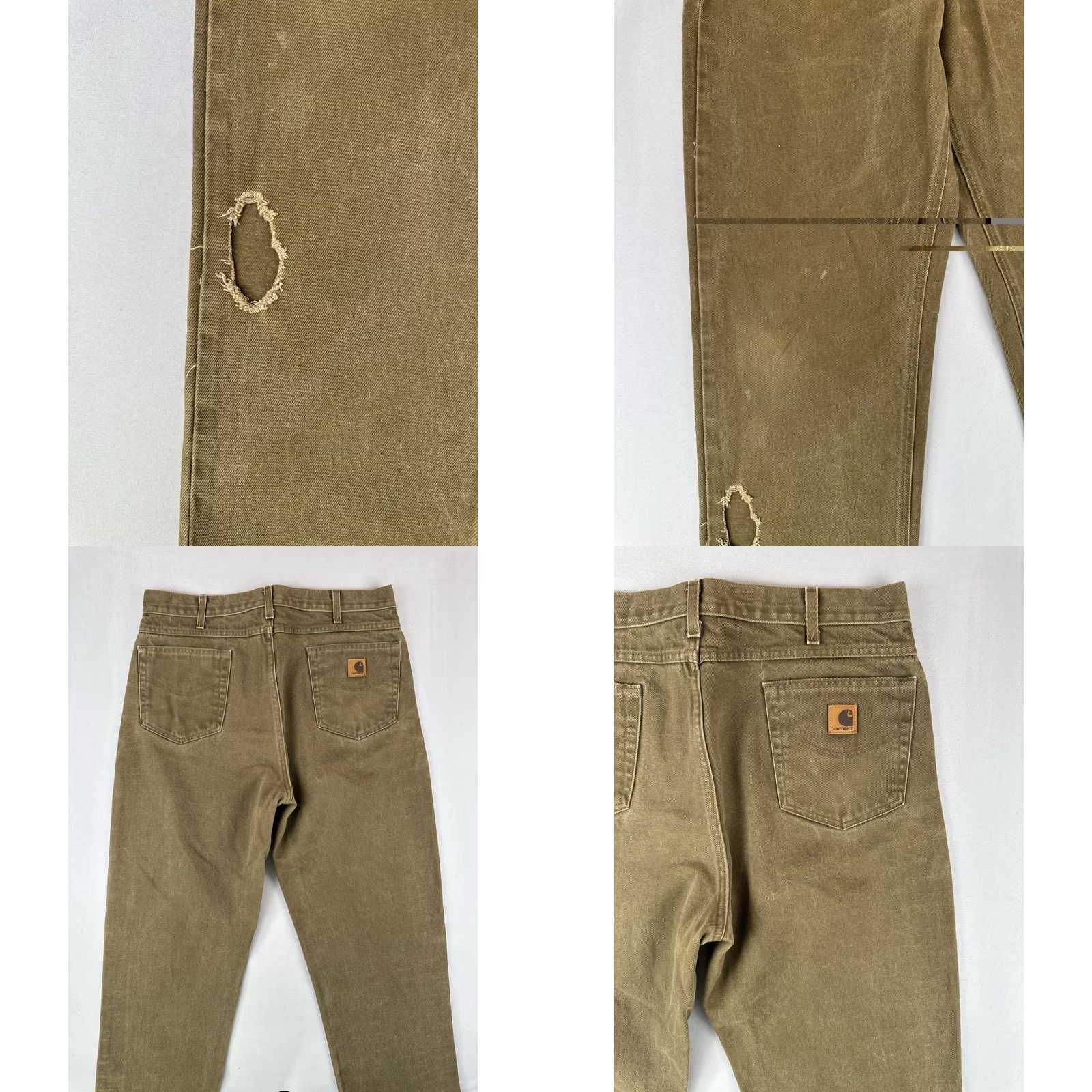 Carhartt VINTAGE Carhartt B161 BRK Canvas Work Pants Olive Brown 38x36 Jeans Workwear Mens Olive Brown Cotton Denim 36in Inseam Distressed 90s? (adjusted) Size US 36 / EU 52 - 8 Thumbnail