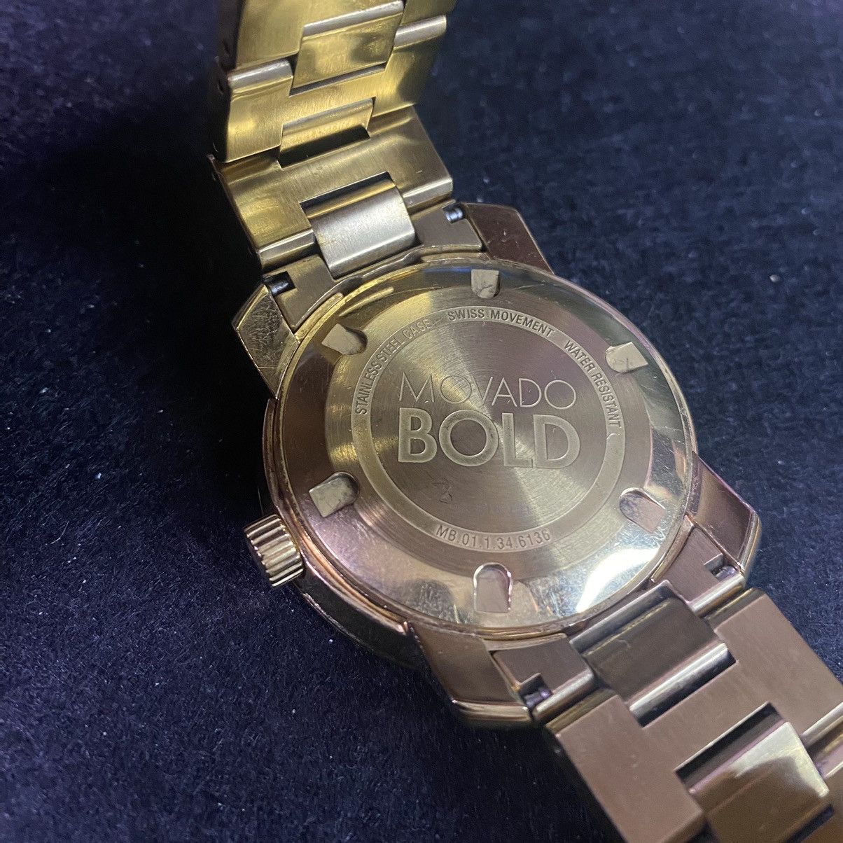 MOVADO BOLD 3600258 STAINLESS 42.5MM YELLOW GOLD DIAL WATCH