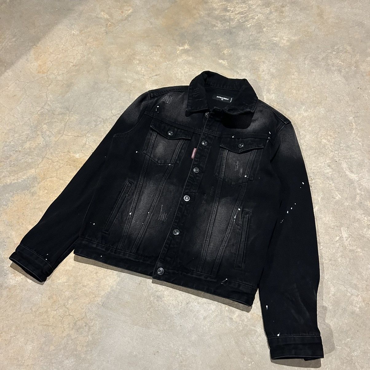 Designer NWT Dsquared2 Dan Distressed Paint Splatter Denim Jacket Size US L / EU 52-54 / 3 - 2 Thumbnail