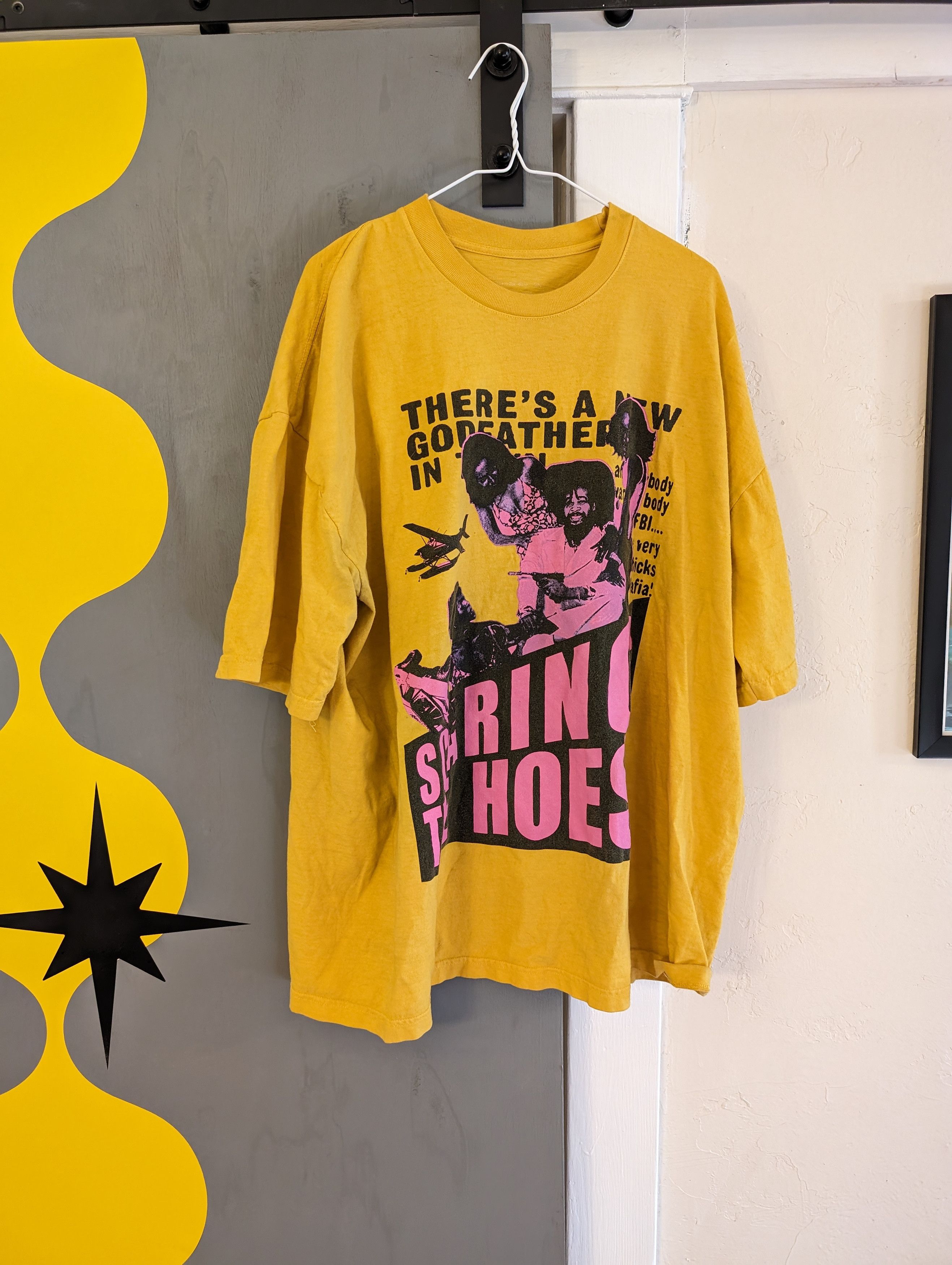 image of Band Tees Scaring The Hoes. Jpegmafia And Danny Brown. Tee in Yellow, Men's (Size 2XL)