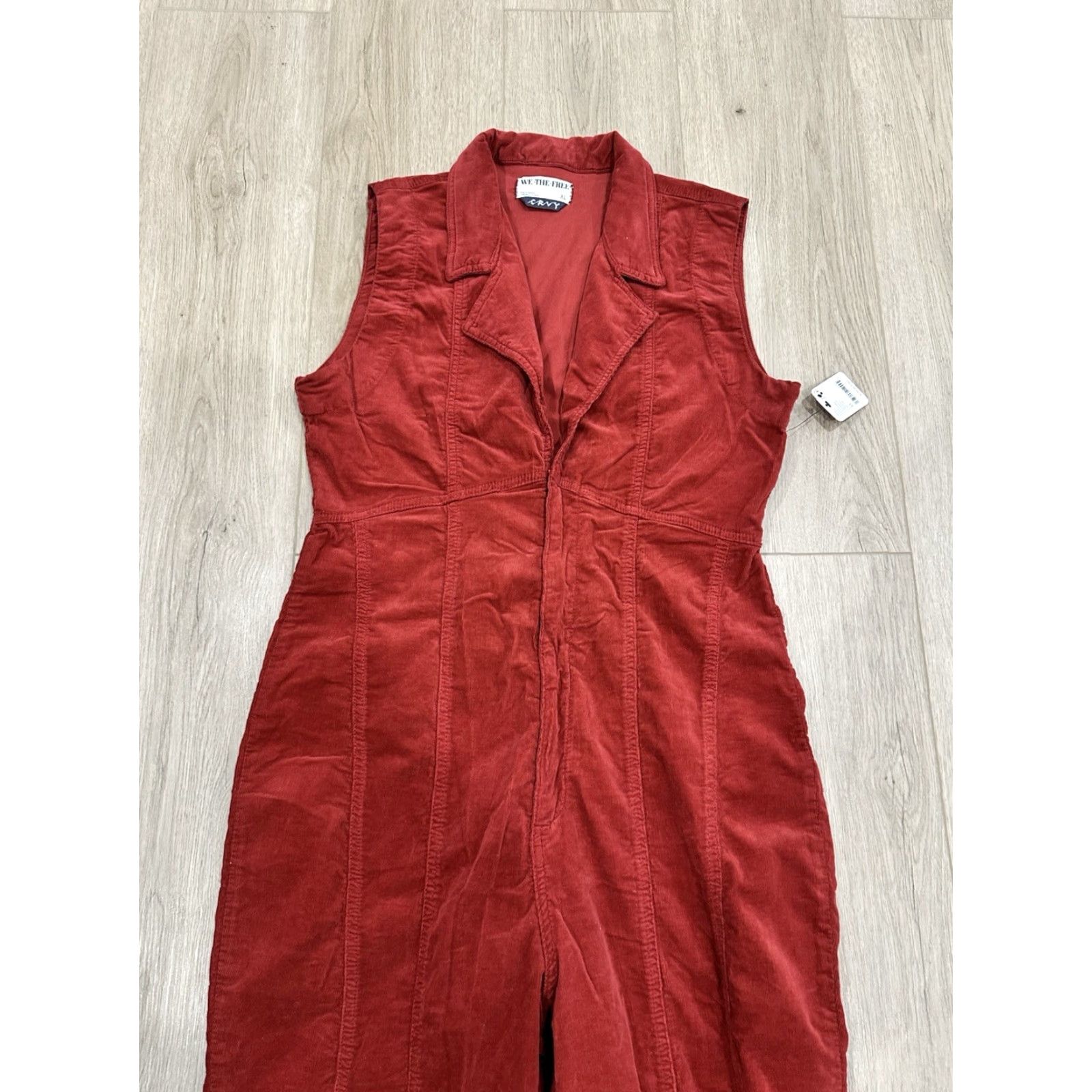 Vintage NWT We The Free Jumpsuit XL Red Corduroy Flared One-Piece Sleeveless Casual Women’s Bohemian Western Size 40" / US 18 - 3 Thumbnail