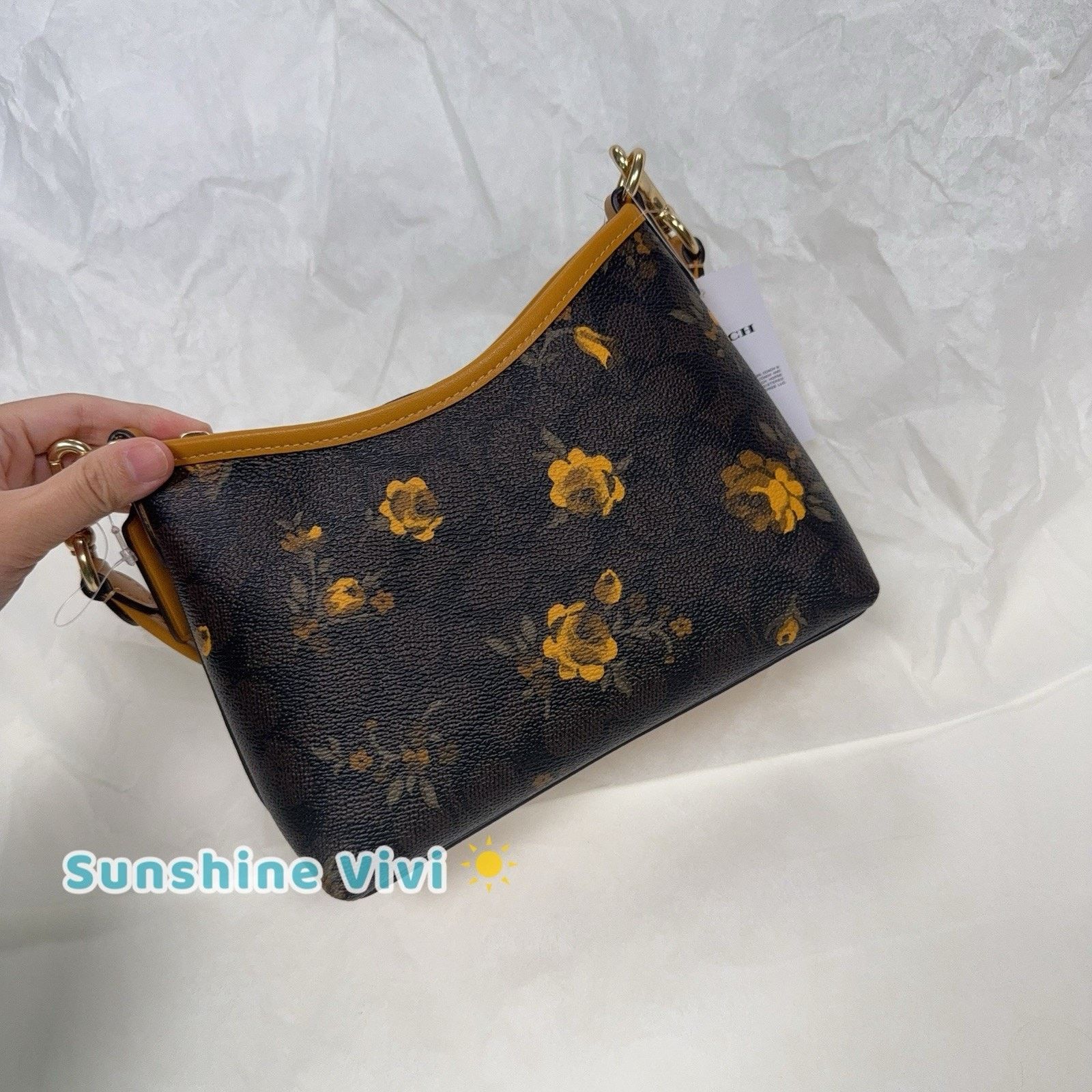 Coach NWT Coach Laurel Small Shoulder Bag With Floral CCF17 Yellow Size ONE SIZE - 10 Thumbnail
