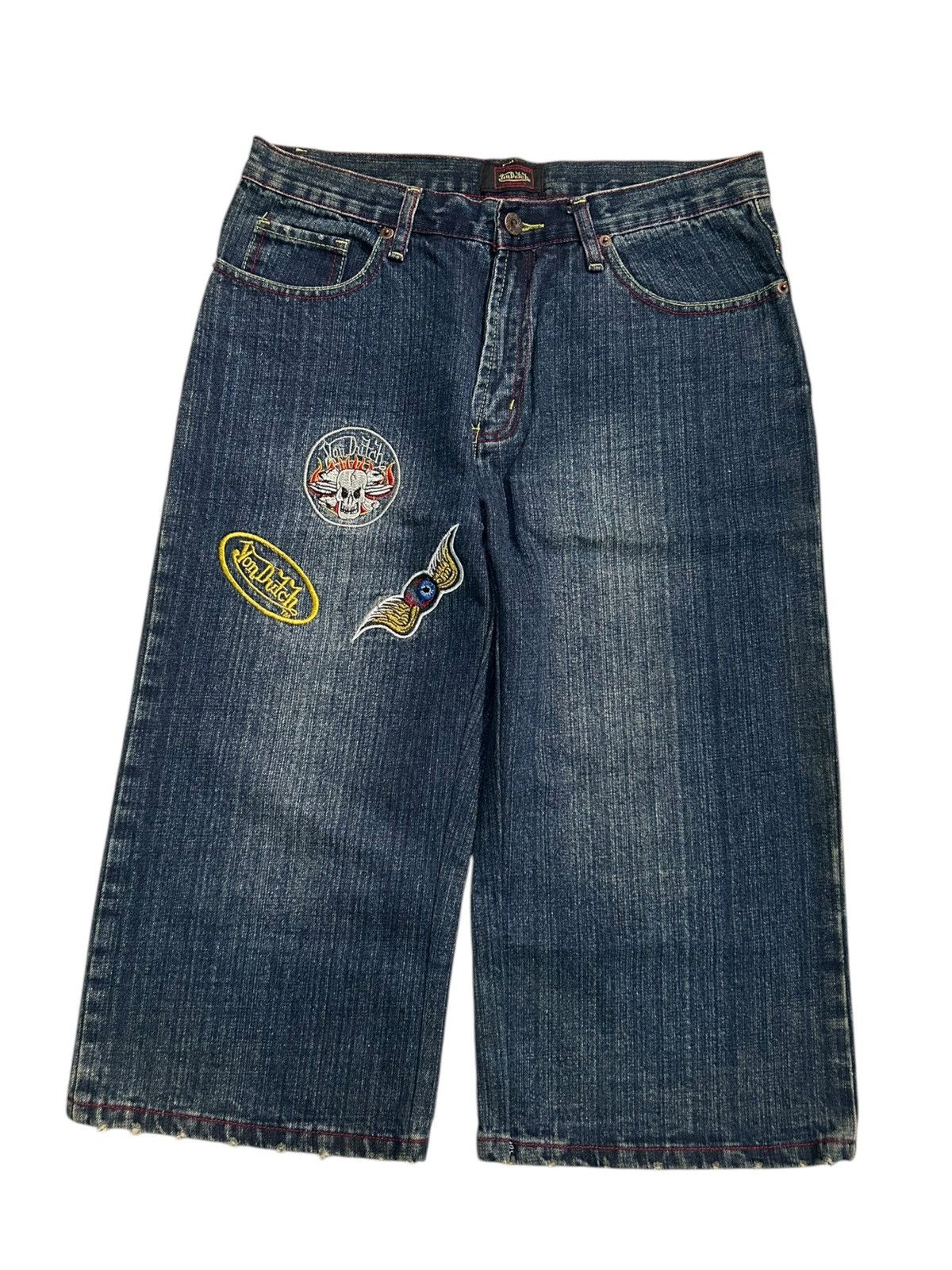 If Six Was Nine × Japanese Brand × Von Dutch Von Dutch Vintage Rare Big Logo Short Denim ☠️☠️ Size US 31 - 4 Thumbnail
