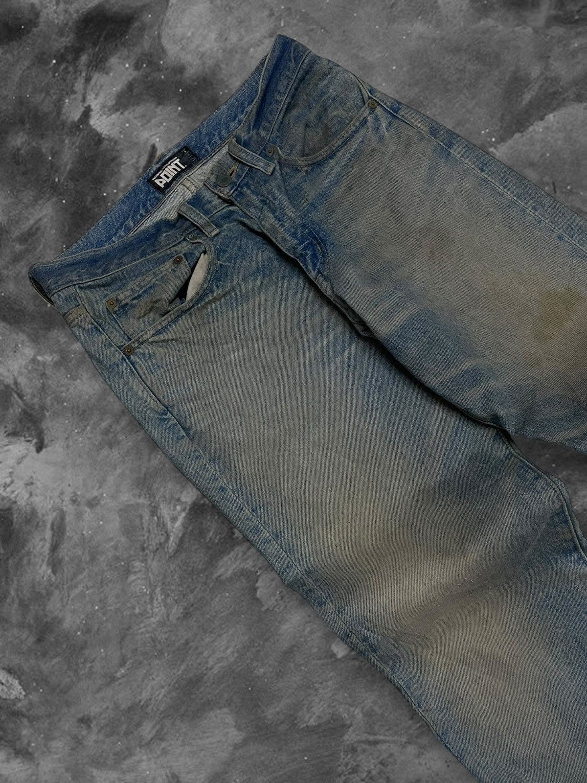 Japanese Brand Vintage 1990s Japan Designer POINT War Control Mudwash Denim Size US 29 - 7 Thumbnail