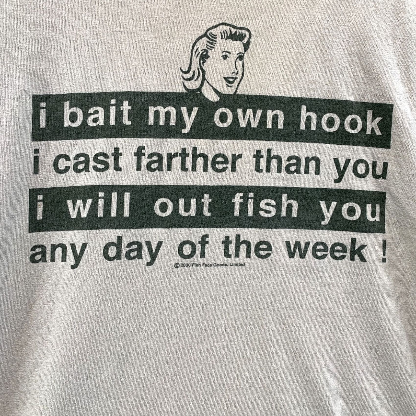 Gildan Vintage Y2k Fishing Shirt Tan Funny Bait Quote Adult Large Outdoors 22x28.5 Size US L / EU 52-54 / 3 - 5 Thumbnail