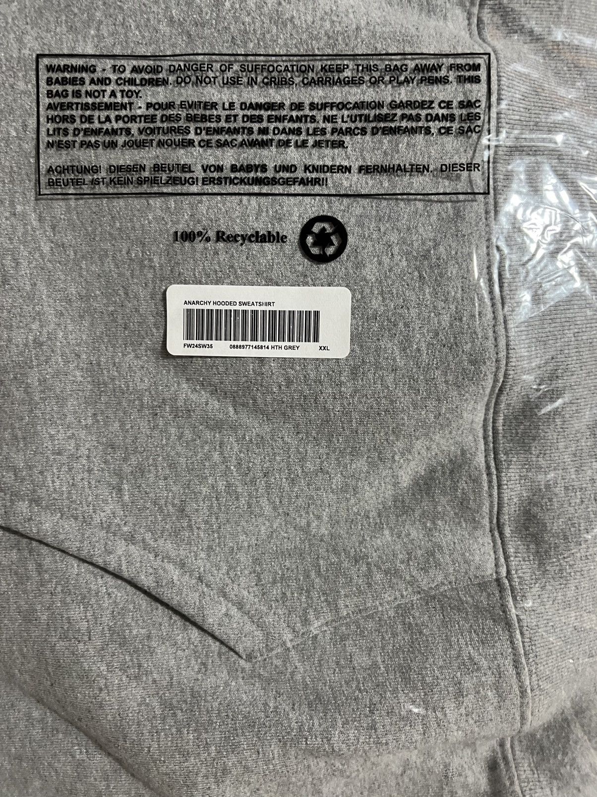 Supreme Supreme Heather Grey ANARCHY Hooded Sweatshirt Hoodie XXL Size US XXL / EU 58 / 5 - 6 Thumbnail