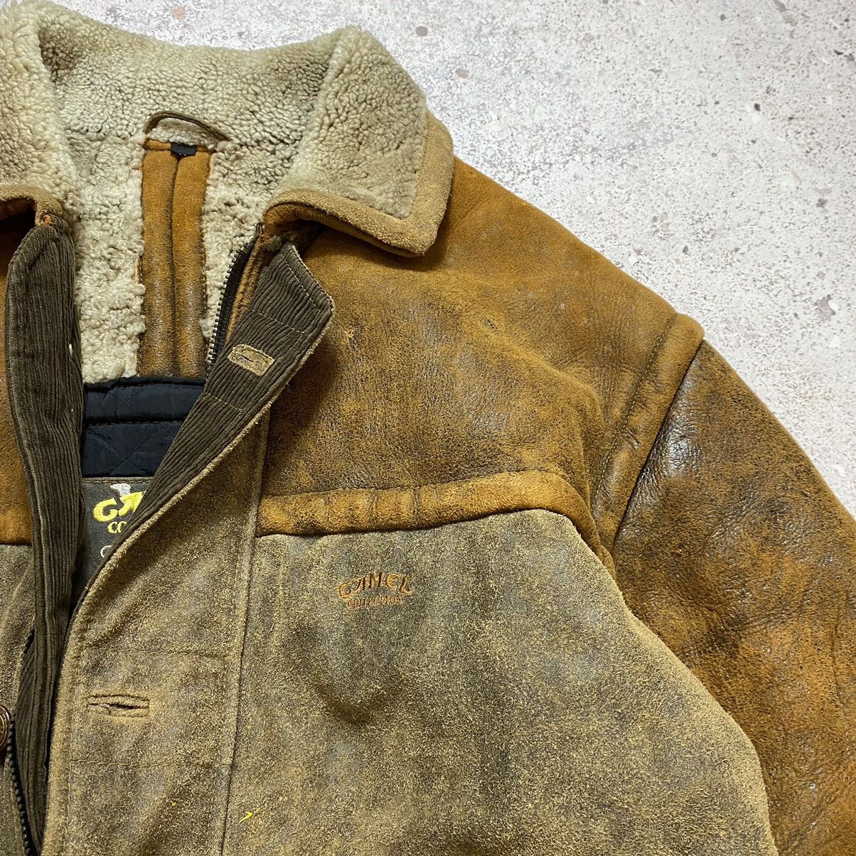 Camel × Japanese Brand × Vintage Vintage 90s Leather Camel Jacket Coat Y2K Avantgarde Retro Size US XL / EU 56 / 4 - 5 Thumbnail
