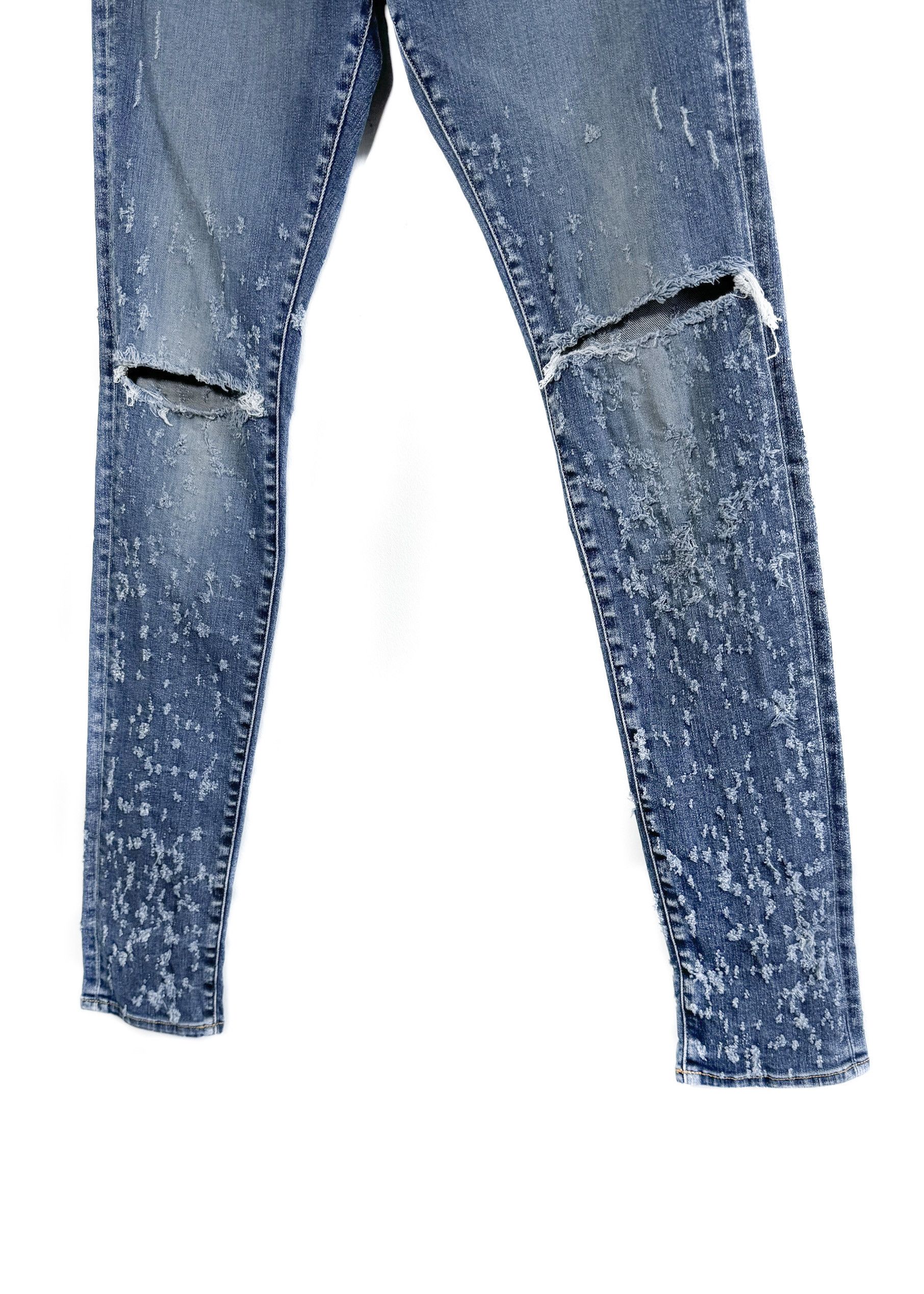 Amiri Amiri Washed Blue Knee Slit Shotgun Jeans Size US 34 / EU 50 - 3 Thumbnail