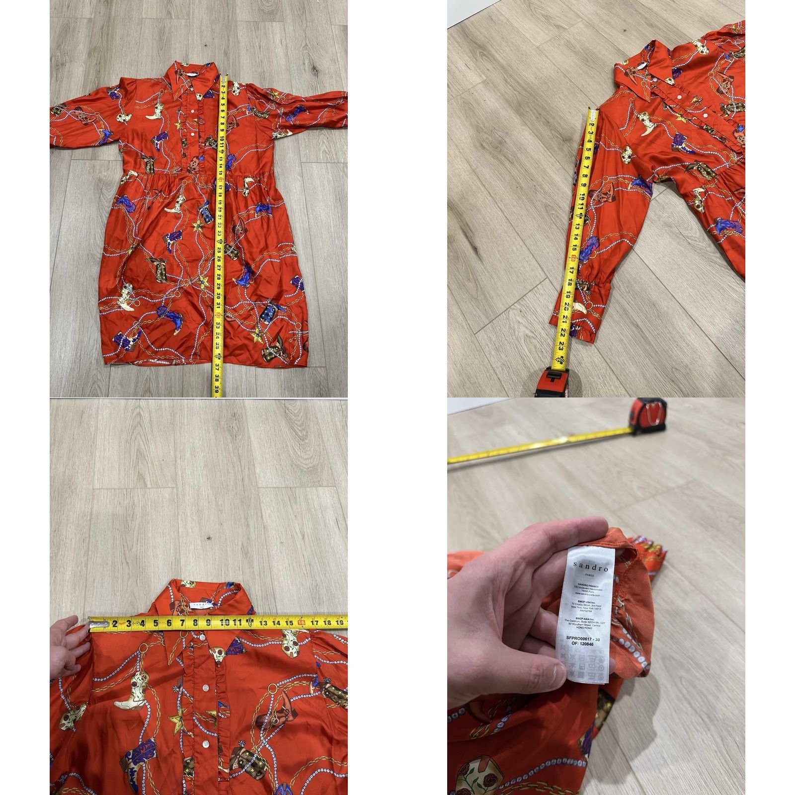 Sandro Sandro Western Silk Cowboy Boot Long Sleeve Shirt Dress Red 40 Women's Vintage Flaw Padded Shoulders Fashion Casual - Mens, Womens Size S / US 4 / IT 40 - 9 Thumbnail