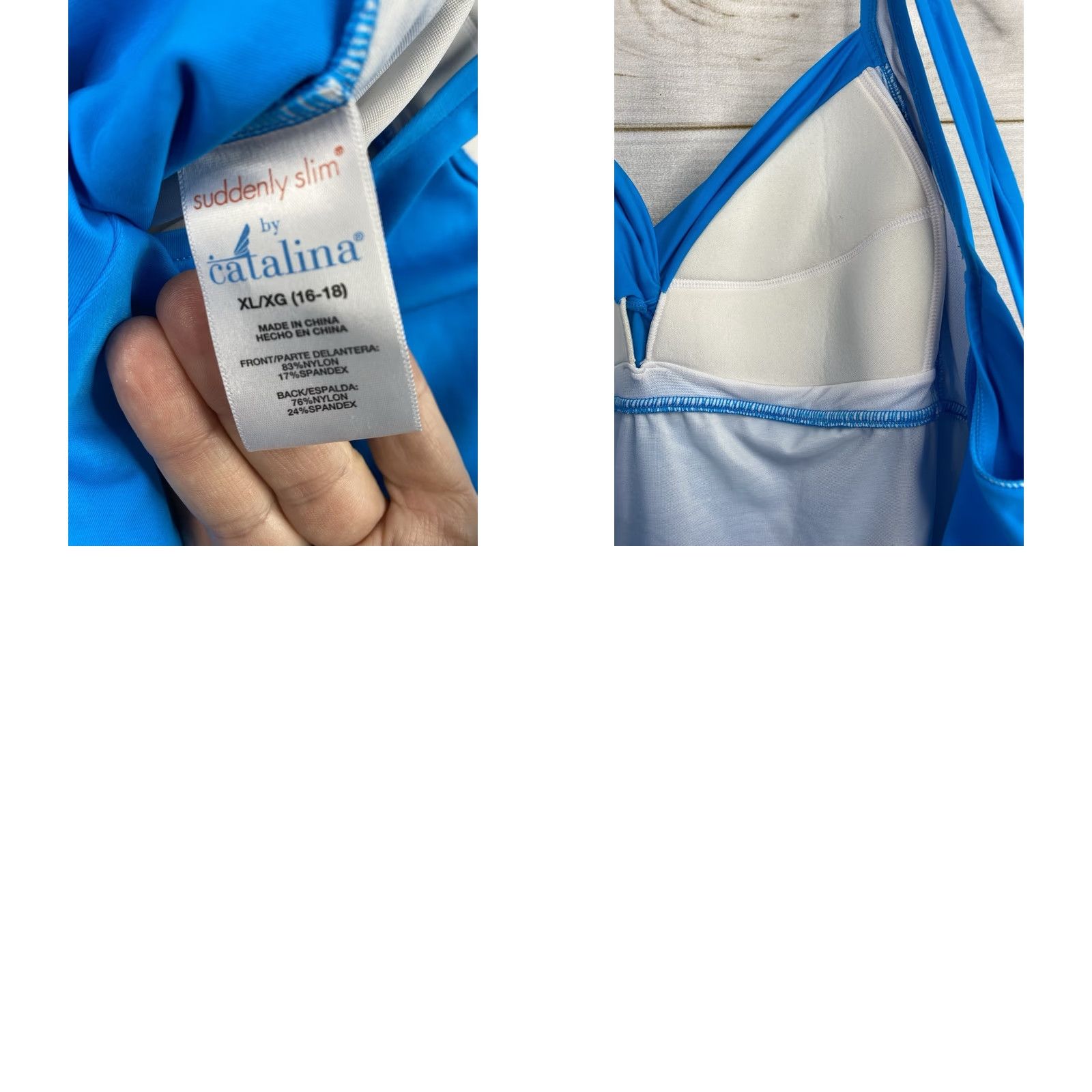 Catalina Catalina XL Blue One Piece Swimsuit Halter Padded Swim Skirt Ruched Vintage 90s Womens Size ONE SIZE - 8 Thumbnail