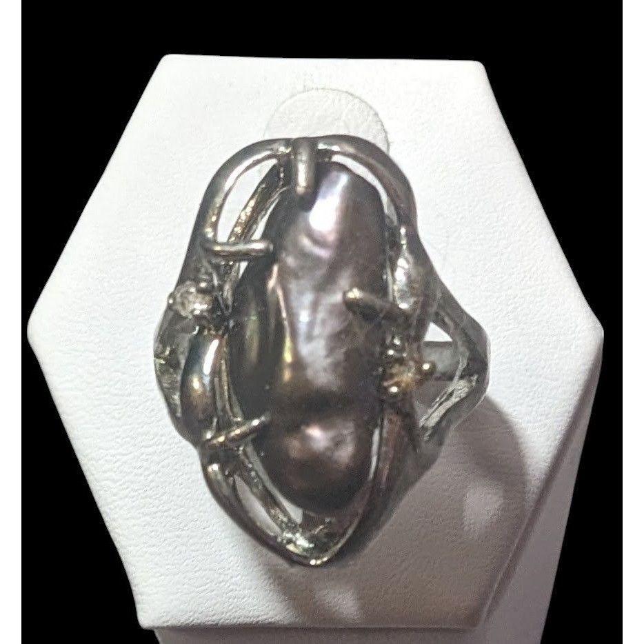 Other Vintage Purple Encased Silver Tone Cage Ring With Clear Gem Size ONE SIZE - 9 Thumbnail