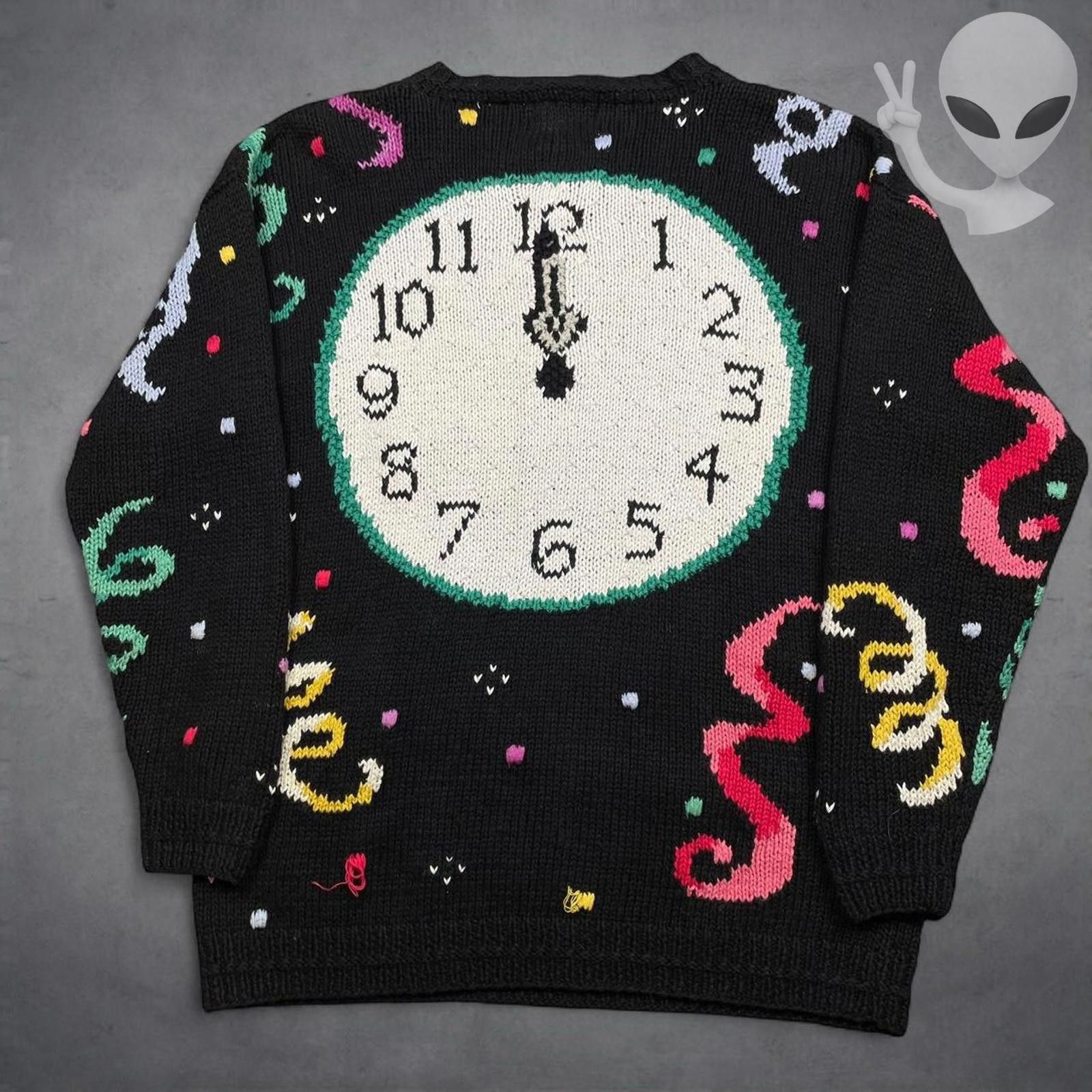 Unknown London Vintage 90s Hand Knit Sweater Medium Black New Years Eve Size US M / EU 48-50 / 2 - 4 Thumbnail