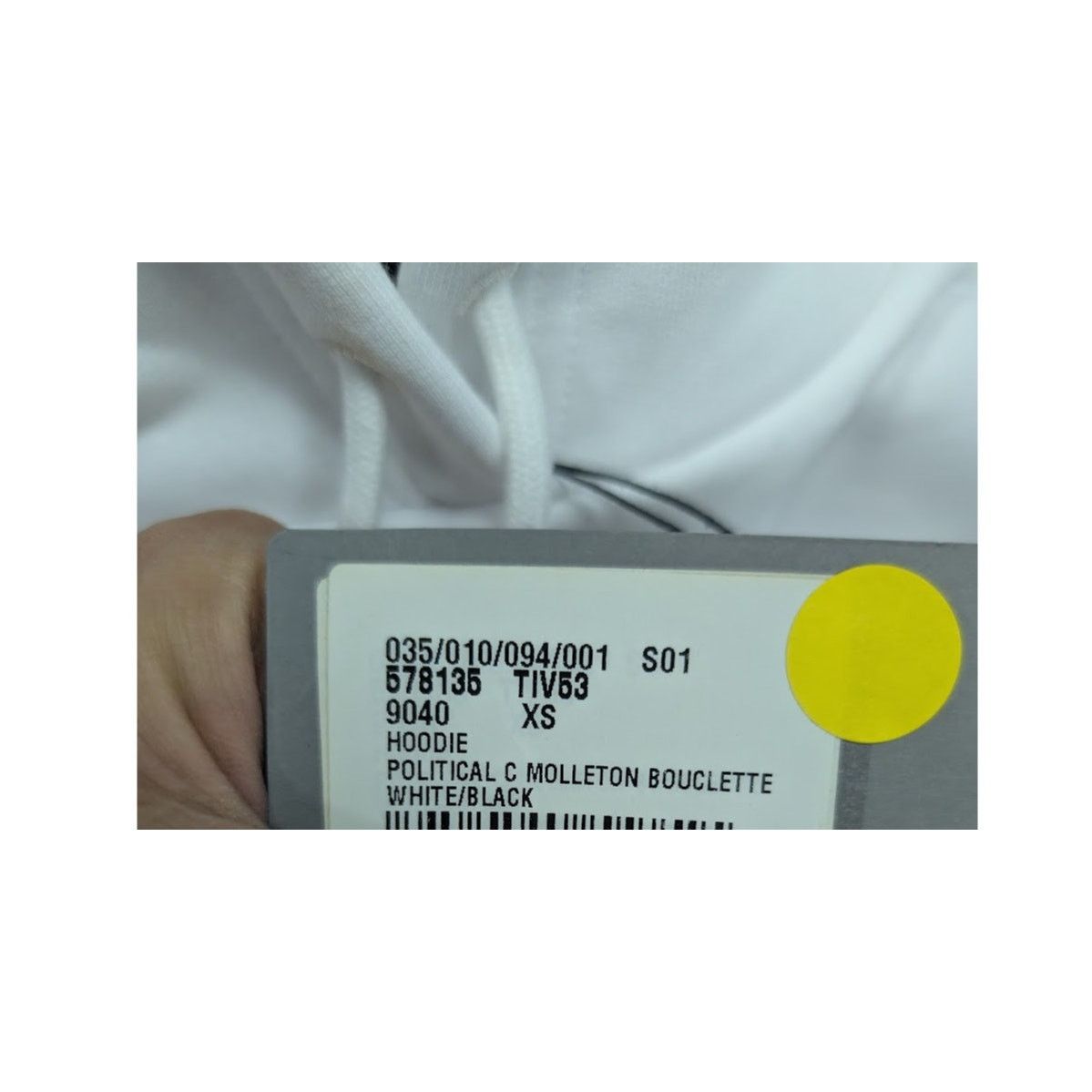 Balenciaga o1rshd1 Political C Molleton Bouclette Hoodie in White/Black Size US XS / EU 42 / 0 - 20 Thumbnail