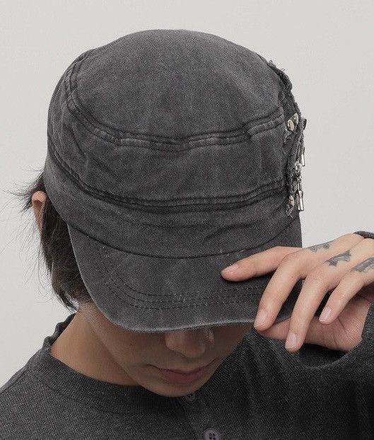 Japanese Brand Punk distressed zip studded cross raw cap hat Size ONE SIZE - 2 Thumbnail
