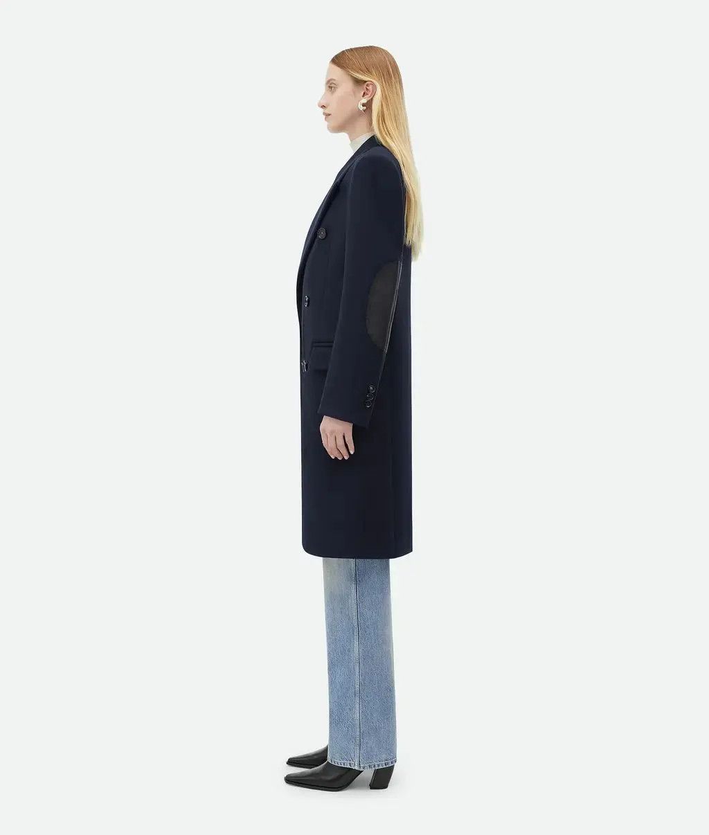 Bottega Veneta o1n1vont0525 Stretch Wool Felt Coat in Abyss Size XS / US 0-2 / IT 36-38 - 2 Thumbnail