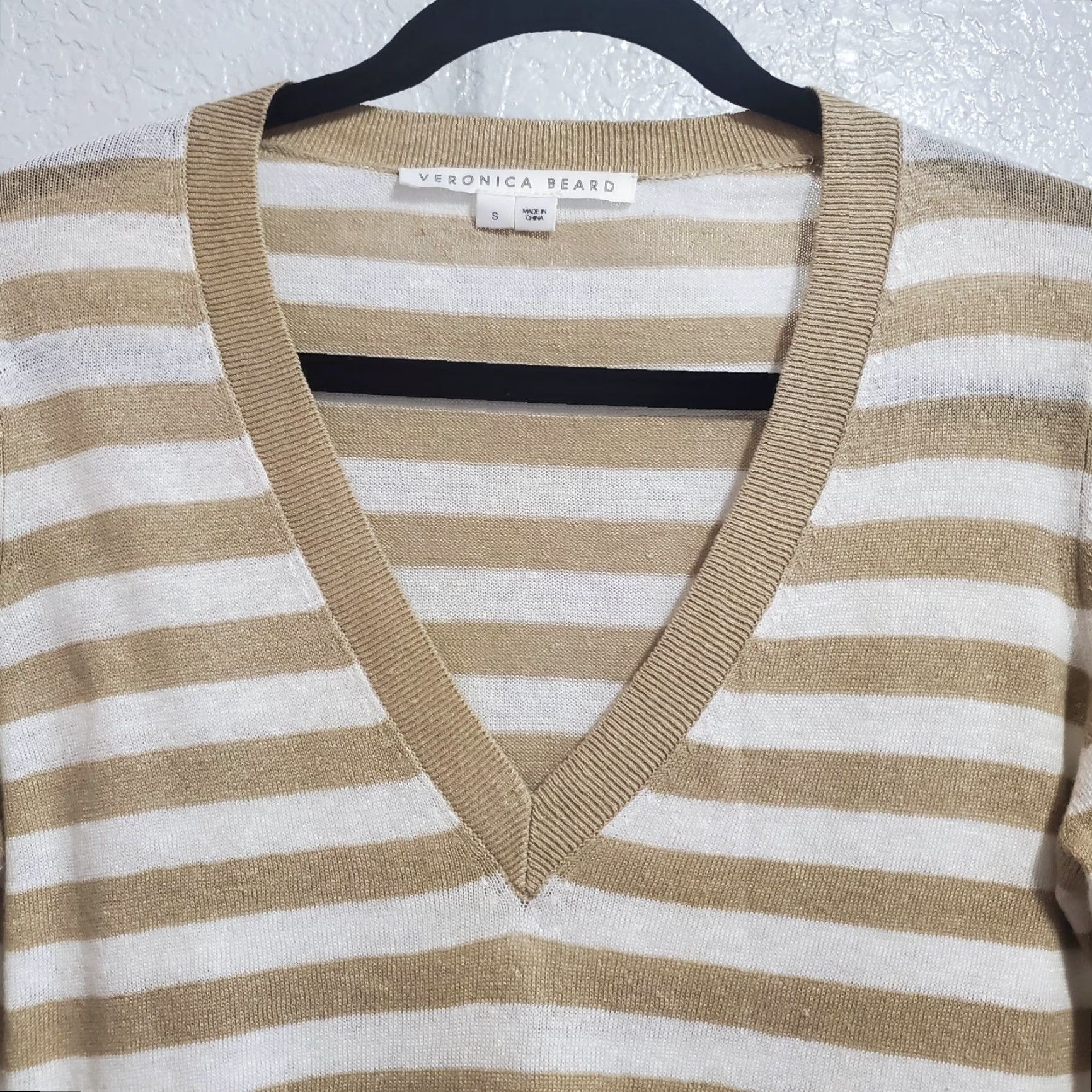 Veronica Beard VINTAGE Veronica Beard Sweater Women S Florrie Stripe Contrast Cuff Linen Blend Pullover Size S / US 4 / IT 40 - 4 Thumbnail