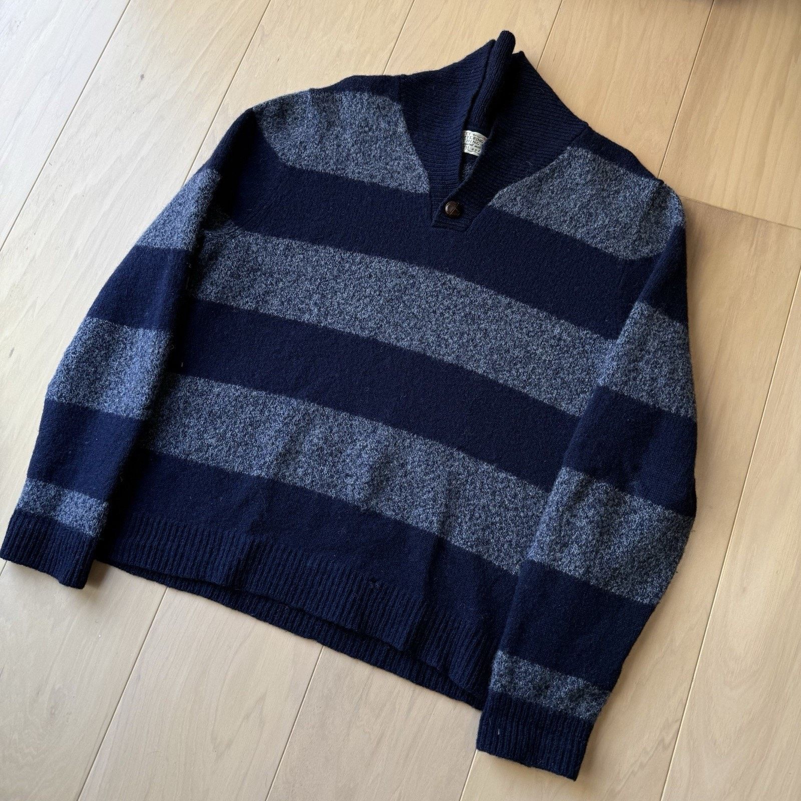 Shipley & Halmos Shipley & Halmos Sweater XL Blue Striped Wool Pullover Shawl Size US XL / EU 56 / 4 - 9 Thumbnail
