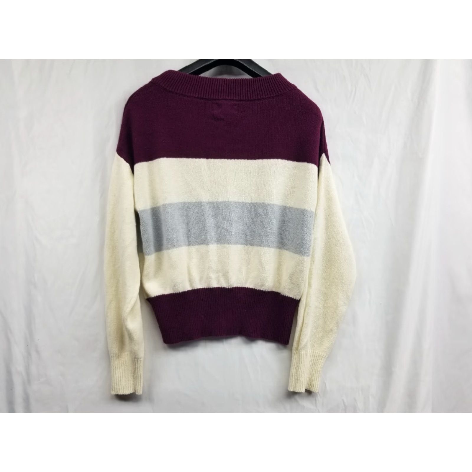 Lucky Brand Lucky Brand Sweater Women Medium Purple Pullover Knit Striped Casual Stretch Size M / US 6-8 / IT 42-44 - 2 Thumbnail