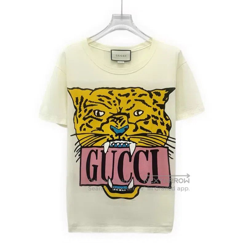 Gucci Gucci Beige tiger letter print cotton round-neck short-sle Size XS / US 0-2 / IT 36-38 - 1 Thumbnail