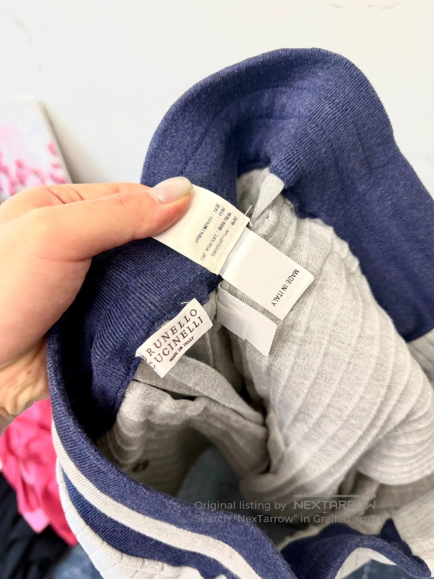 Brunello Cucinelli Brunello Cucinelli size XL Light Grey Vertical Stripe Draw Size US 27 - 4 Thumbnail