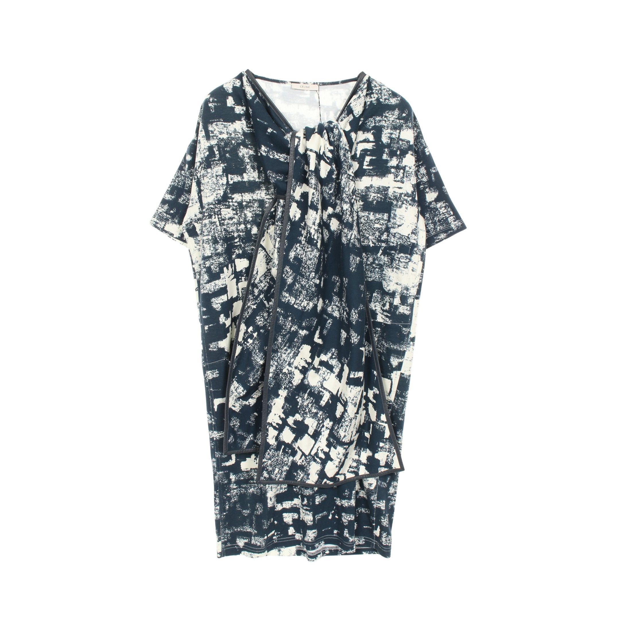 Celine Celine One Piece Cotton Leather Navy Off White Phoebe Period With Scarf Size ONE SIZE - 1 Thumbnail