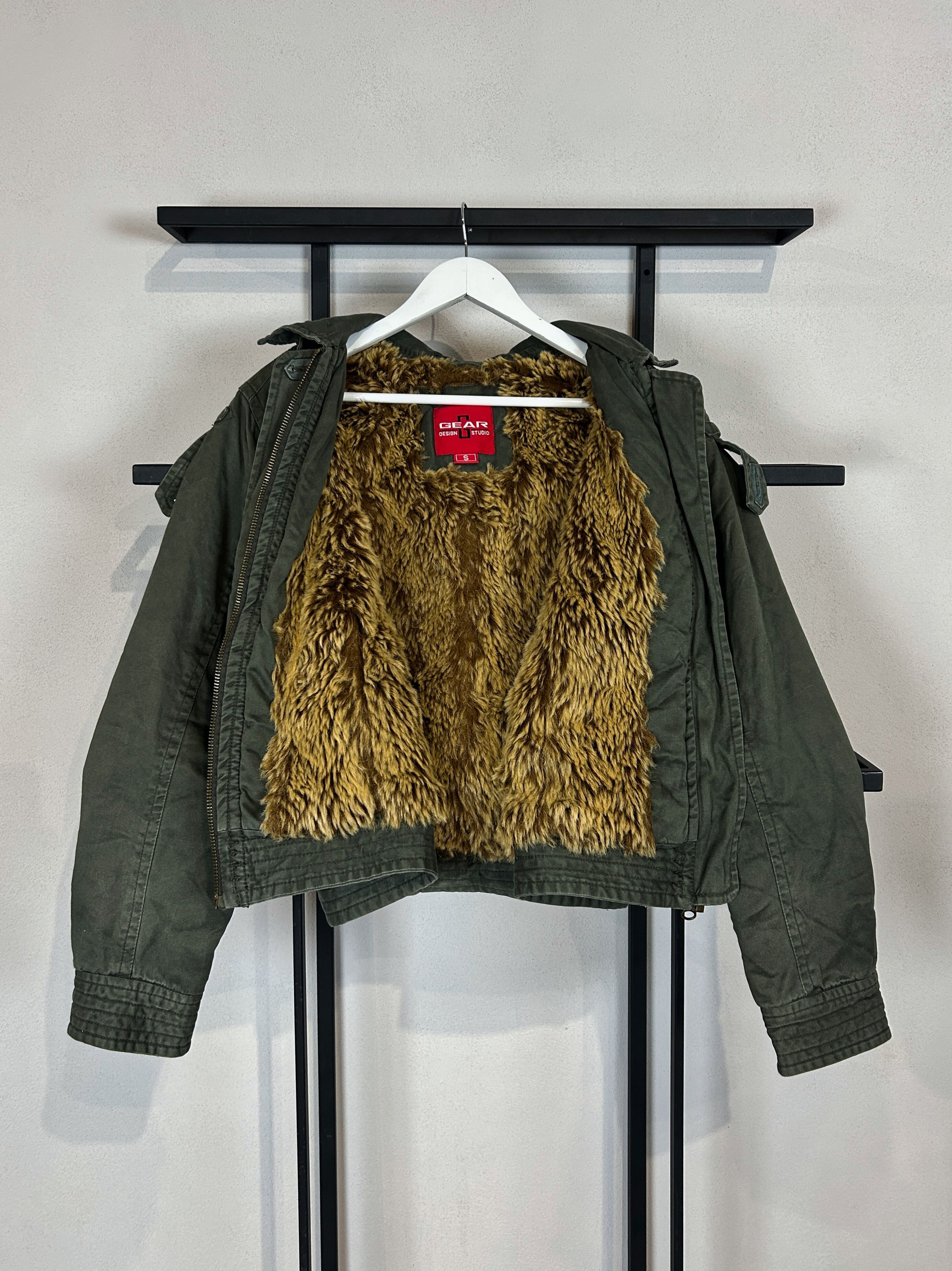 Japanese Brand Army Jacket Fur Lined Green Military Grunge Y2K Utility Core Size US S / EU 44-46 / 1 - 1 Thumbnail