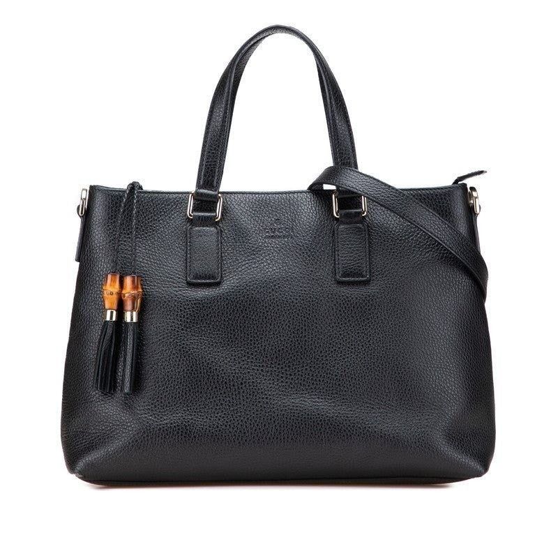 Gucci Gucci Bamboo Tassel Leather Handbag Black Size ONE SIZE - 1 Thumbnail