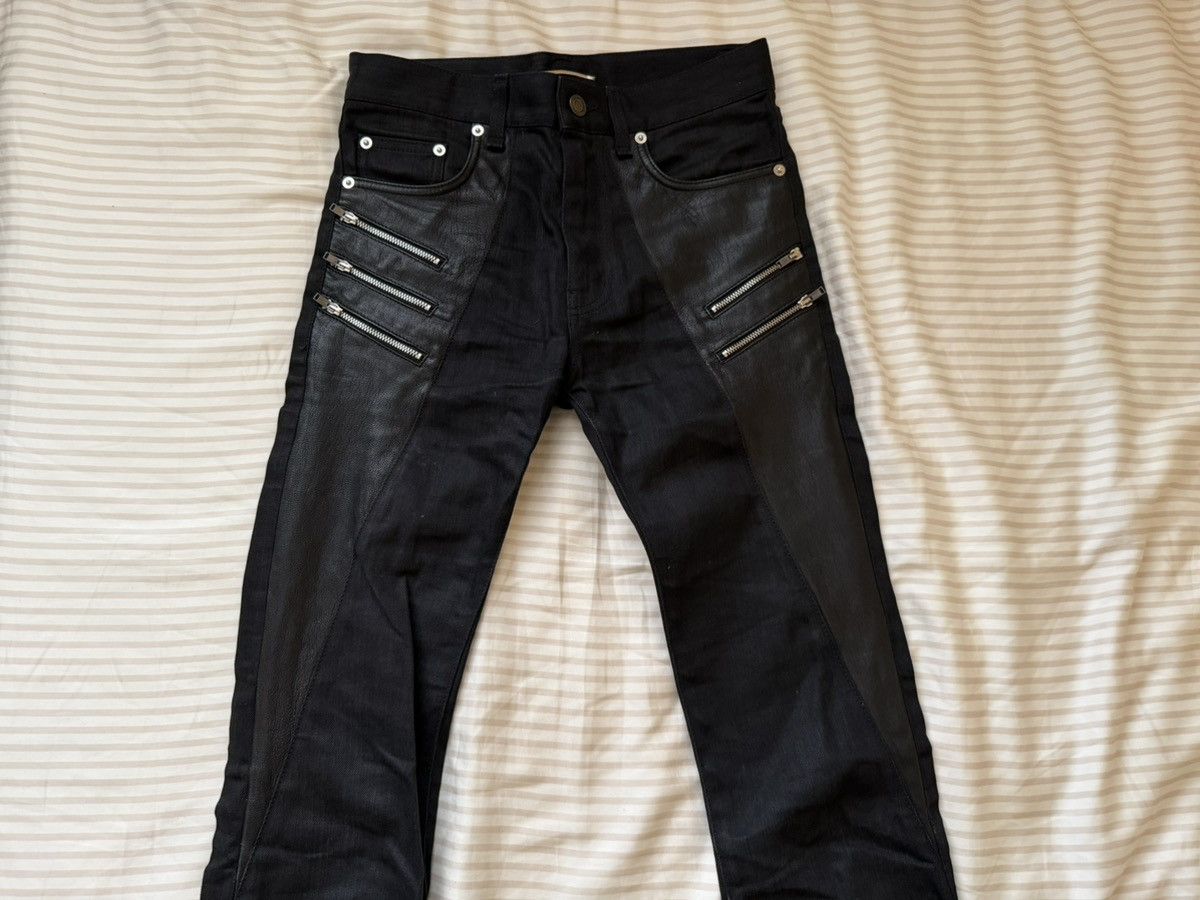 Saint Laurent Paris FW15 Sample Leather Panel Zip Jeans Size US 27 - 2 Thumbnail