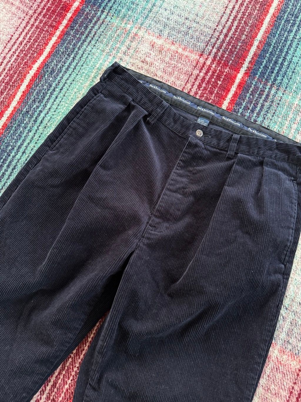Polo Ralph Lauren Vintage Polo Ralph Lauren Navy Corduroy Wide Leg Pants 36x30 Size US 36 / EU 52 - 2 Thumbnail