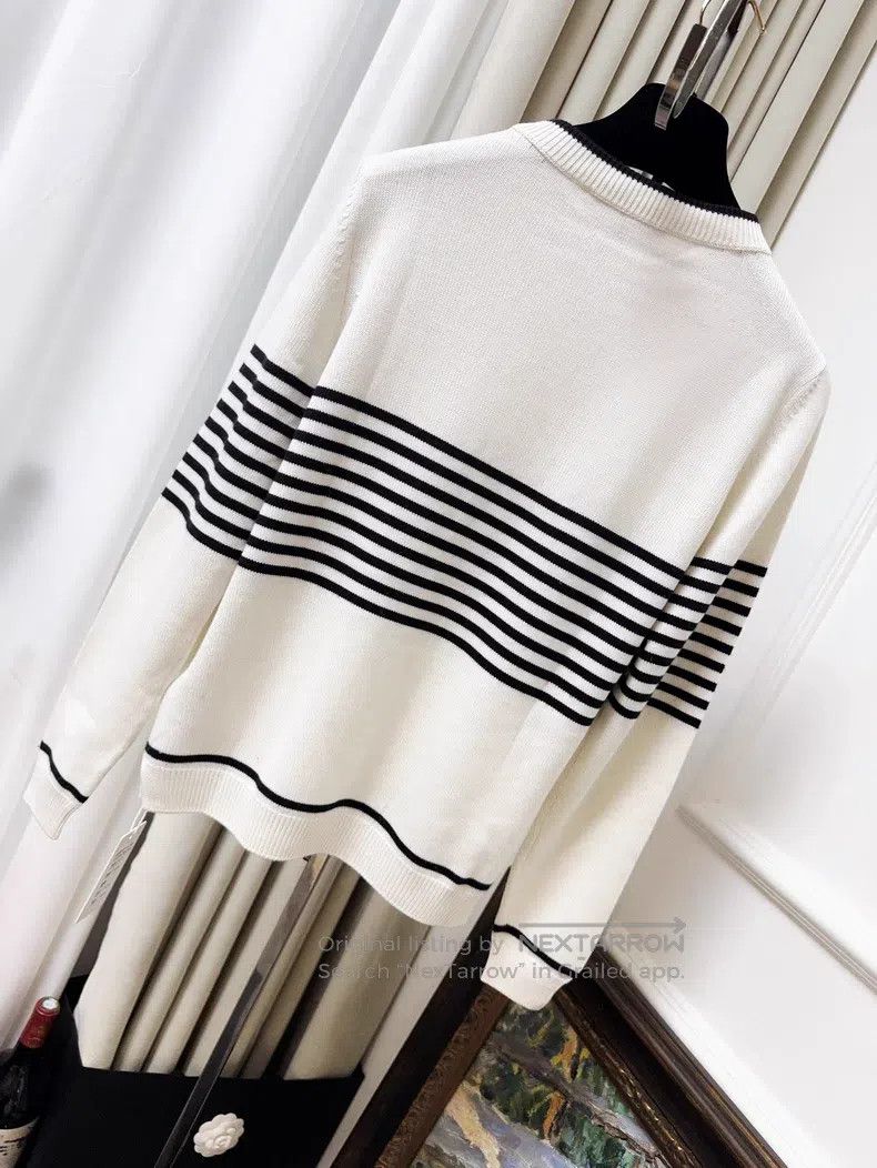 Loro Piana Loro Piana Black and White Color Block Striped Knitted Cas Size S / US 4 / IT 40 - 2 Thumbnail