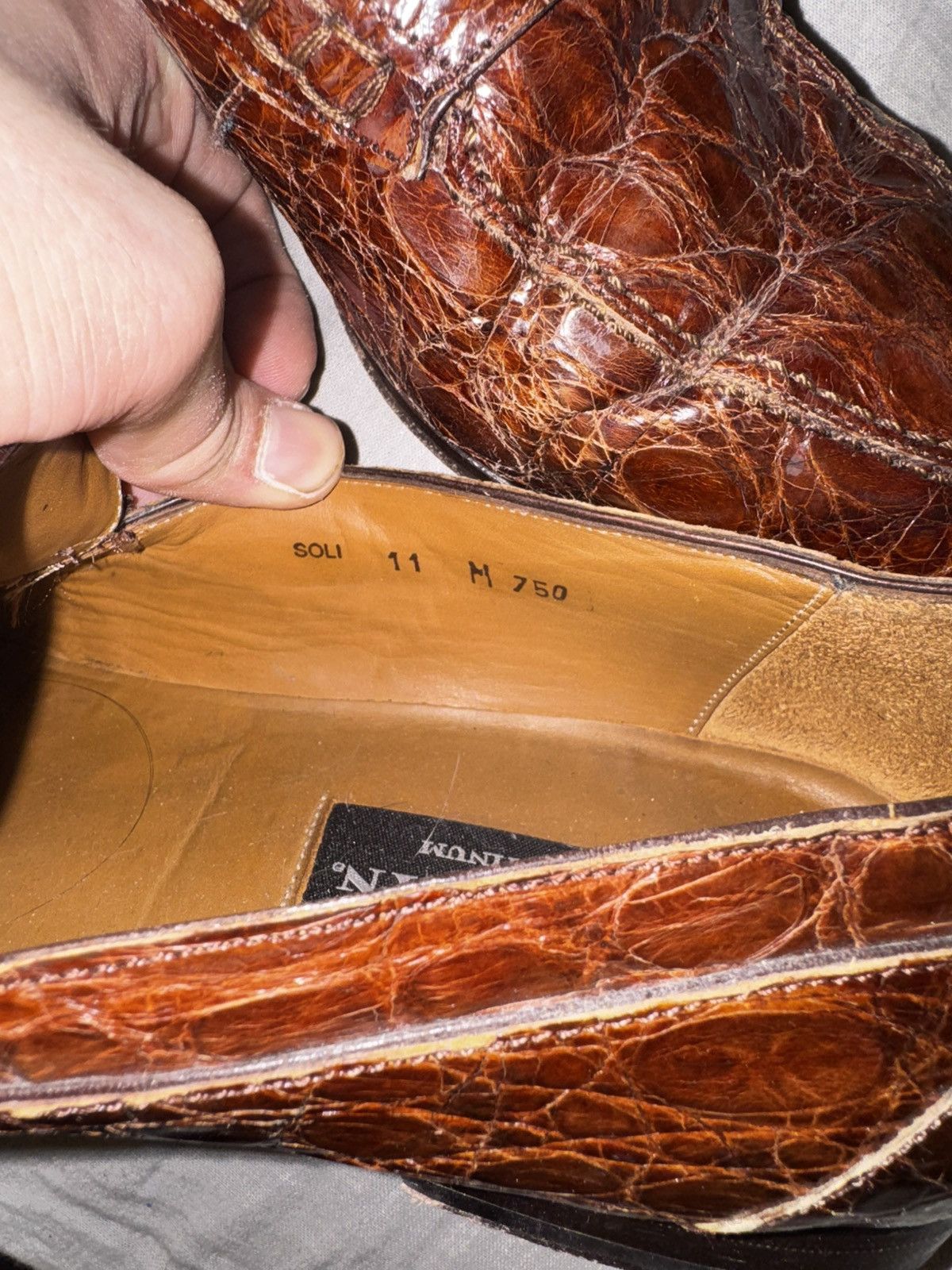 Mezlan Mezlan Platinum Genuine Crocodile Loafers – Size 11 – Rare Size US 11 / EU 44 - 4 Thumbnail