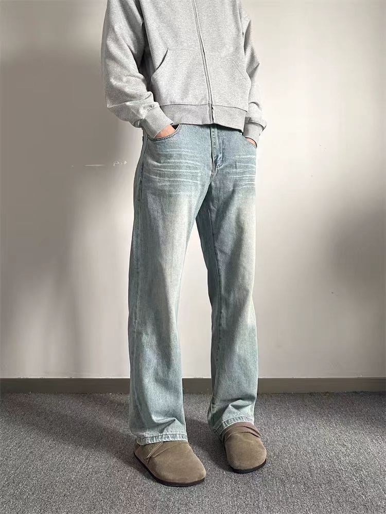 Japanese Brand × Jean Street Wash Cat Whisker Wash Straight Leg Jeans Size US 33 - 5 Thumbnail