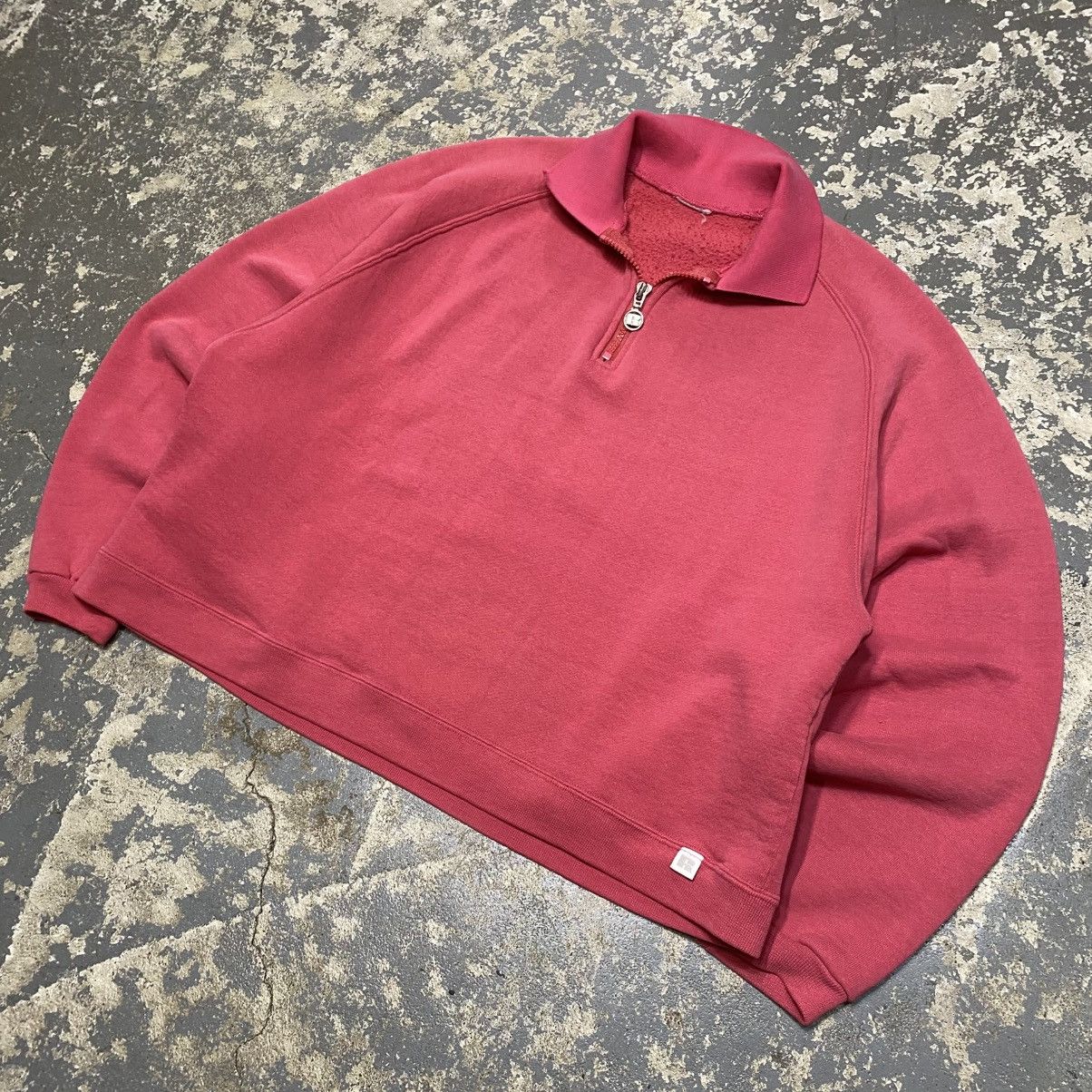 Russell Athletic × Vintage Vintage Russell Athletic Pink Cropped Boxy 1/4 Zip Crewneck Size US M / EU 48-50 / 2 - 2 Thumbnail