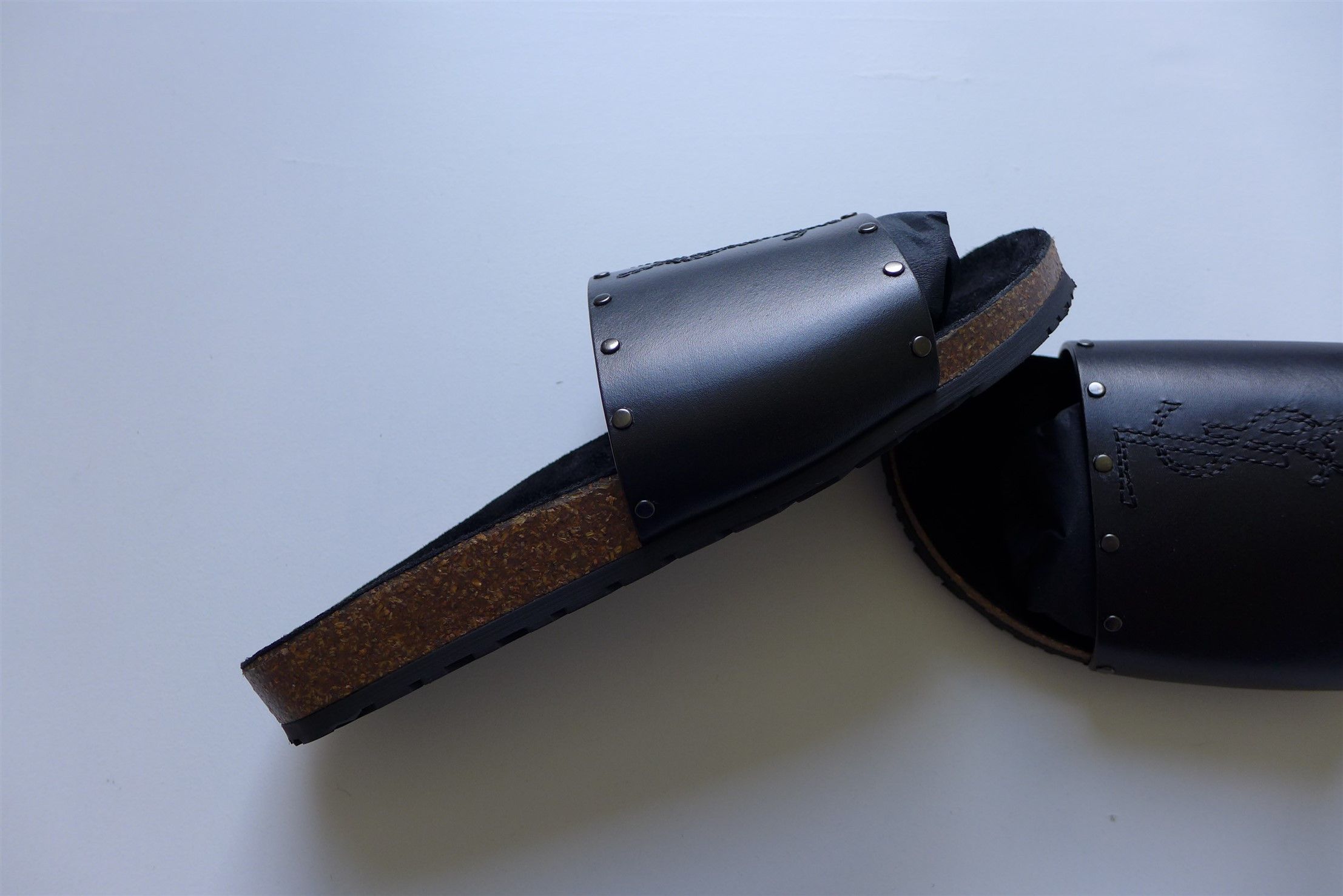 Saint Laurent Paris Saint Laurent Jimmy Logo Stud Slides Sandal - Black Leather Size US 9 / EU 42 - 11 Thumbnail